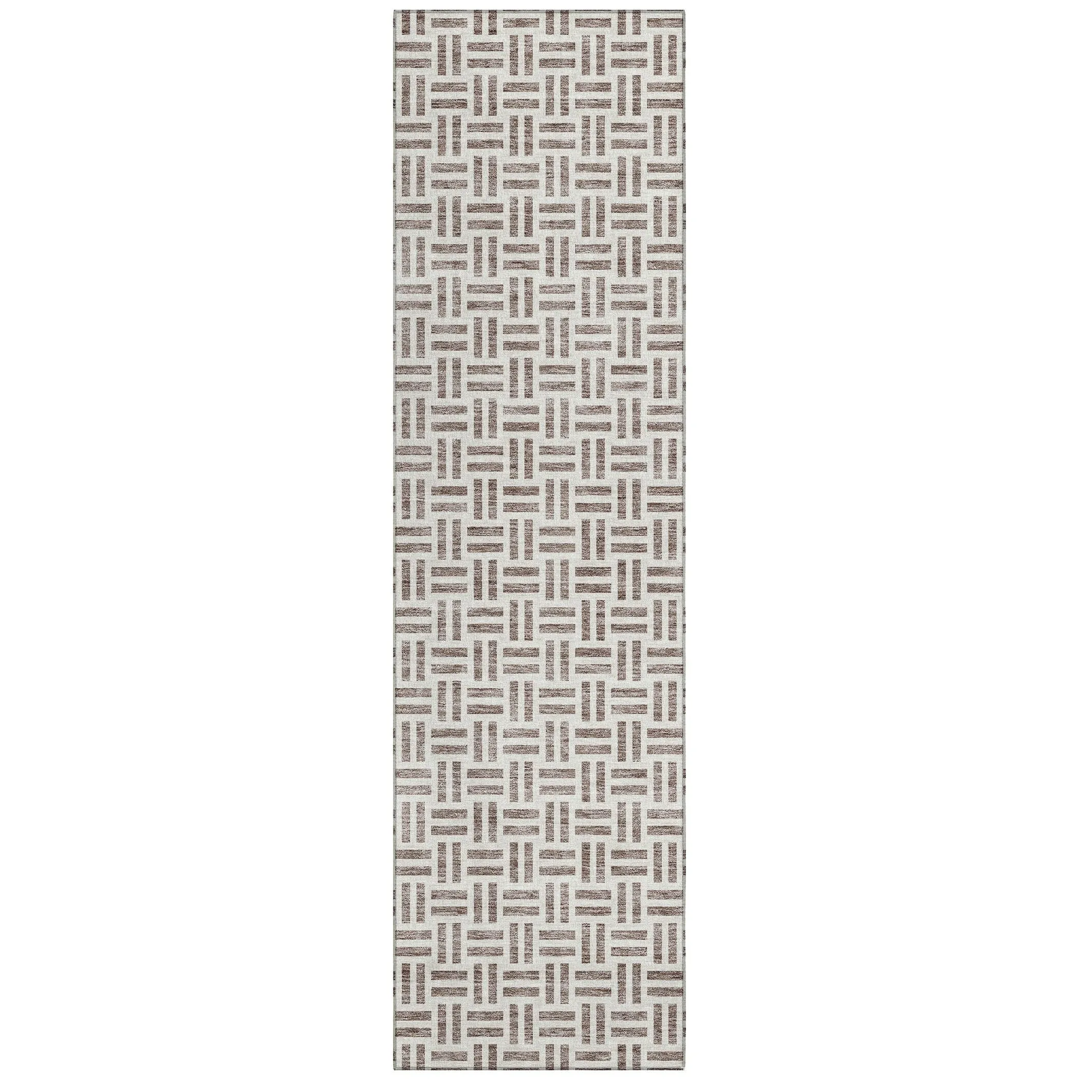 Machine Washable Indoor/ Outdoor Contemporary Basketweave Chantille Rug