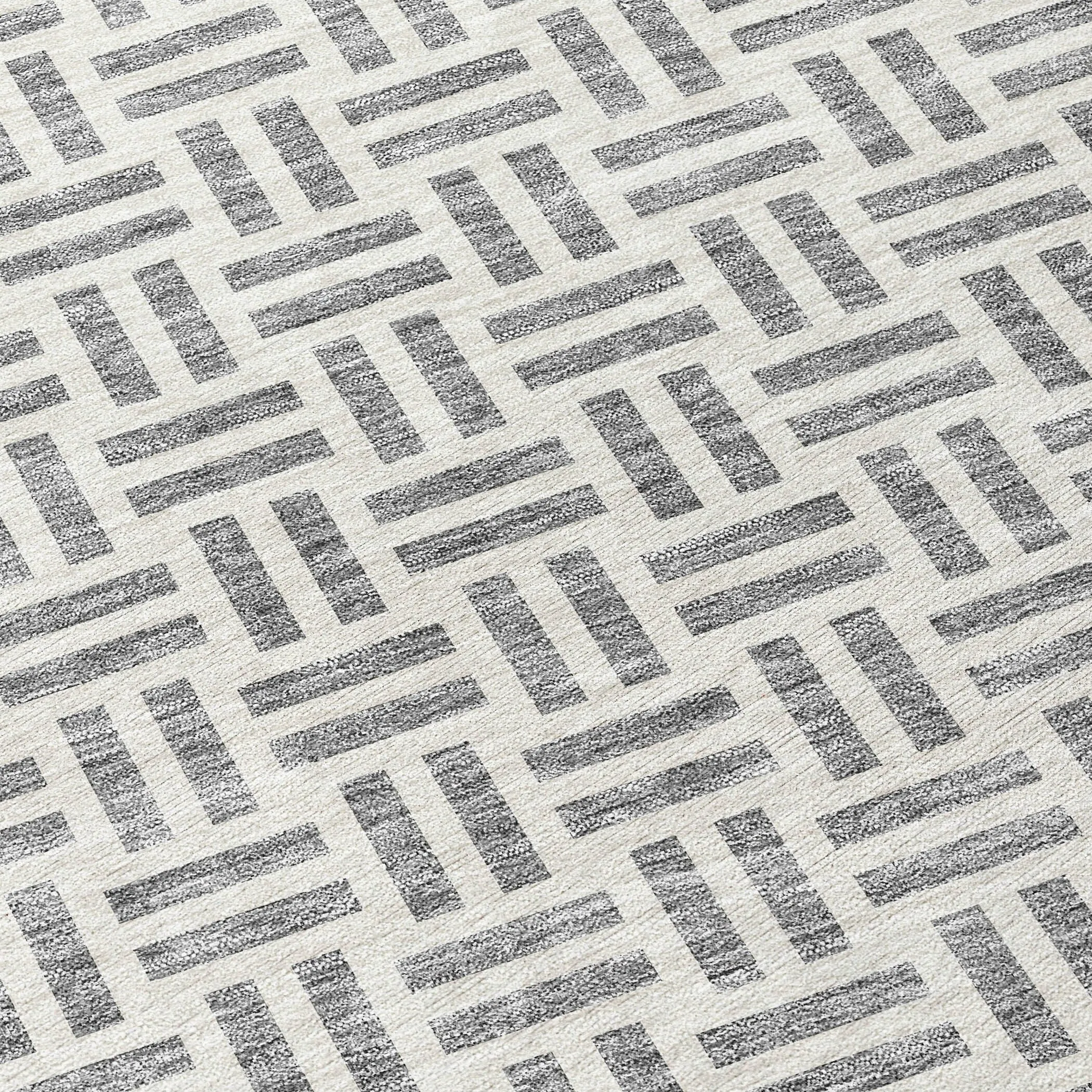 Machine Washable Indoor/ Outdoor Contemporary Basketweave Chantille Rug