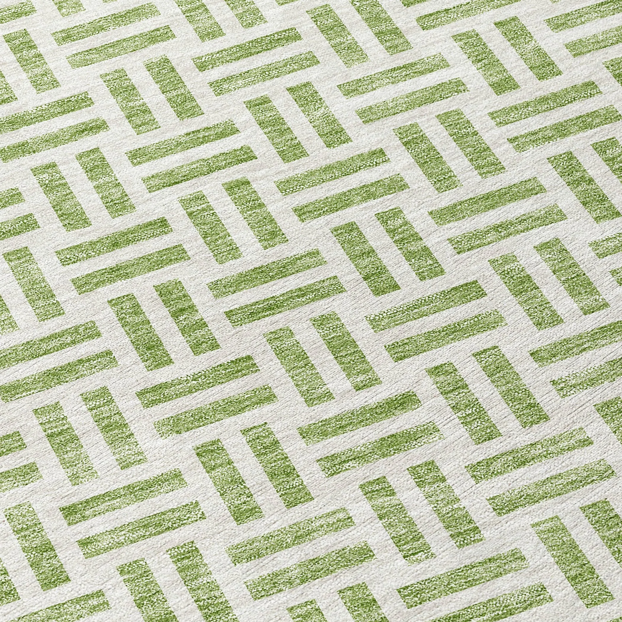 Machine Washable Indoor/ Outdoor Contemporary Basketweave Chantille Rug