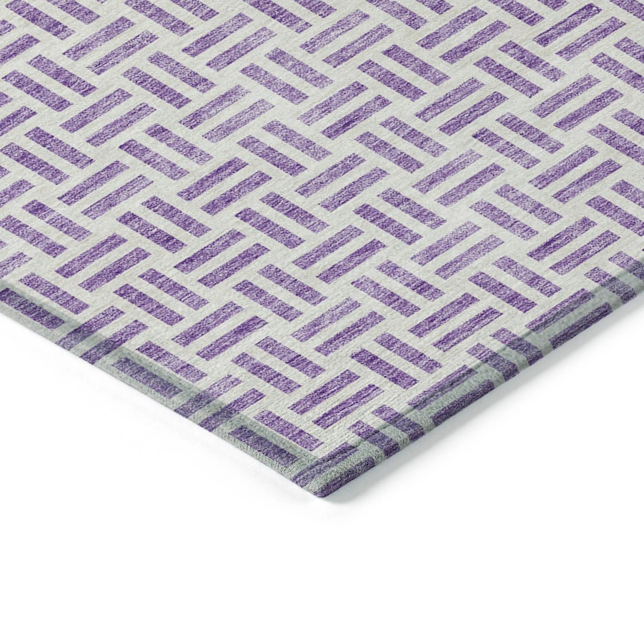 Machine Washable Indoor/ Outdoor Contemporary Basketweave Chantille Rug