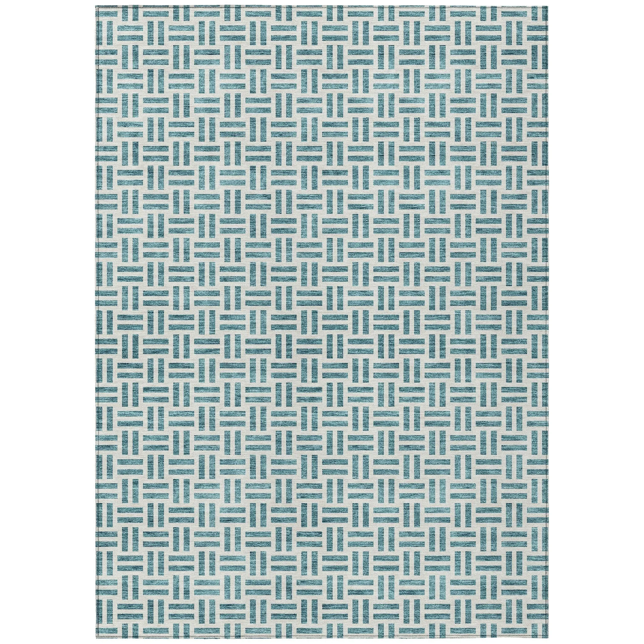 Machine Washable Indoor/ Outdoor Contemporary Basketweave Chantille Rug