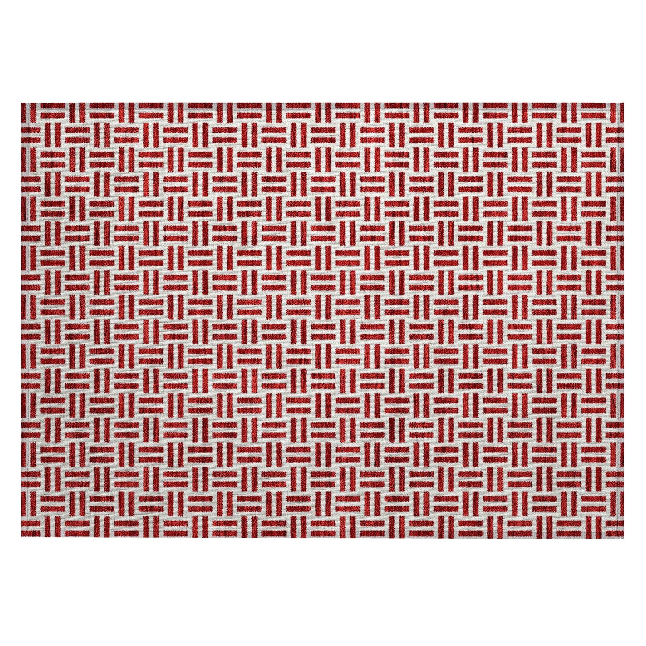Machine Washable Indoor/ Outdoor Contemporary Basketweave Chantille Rug