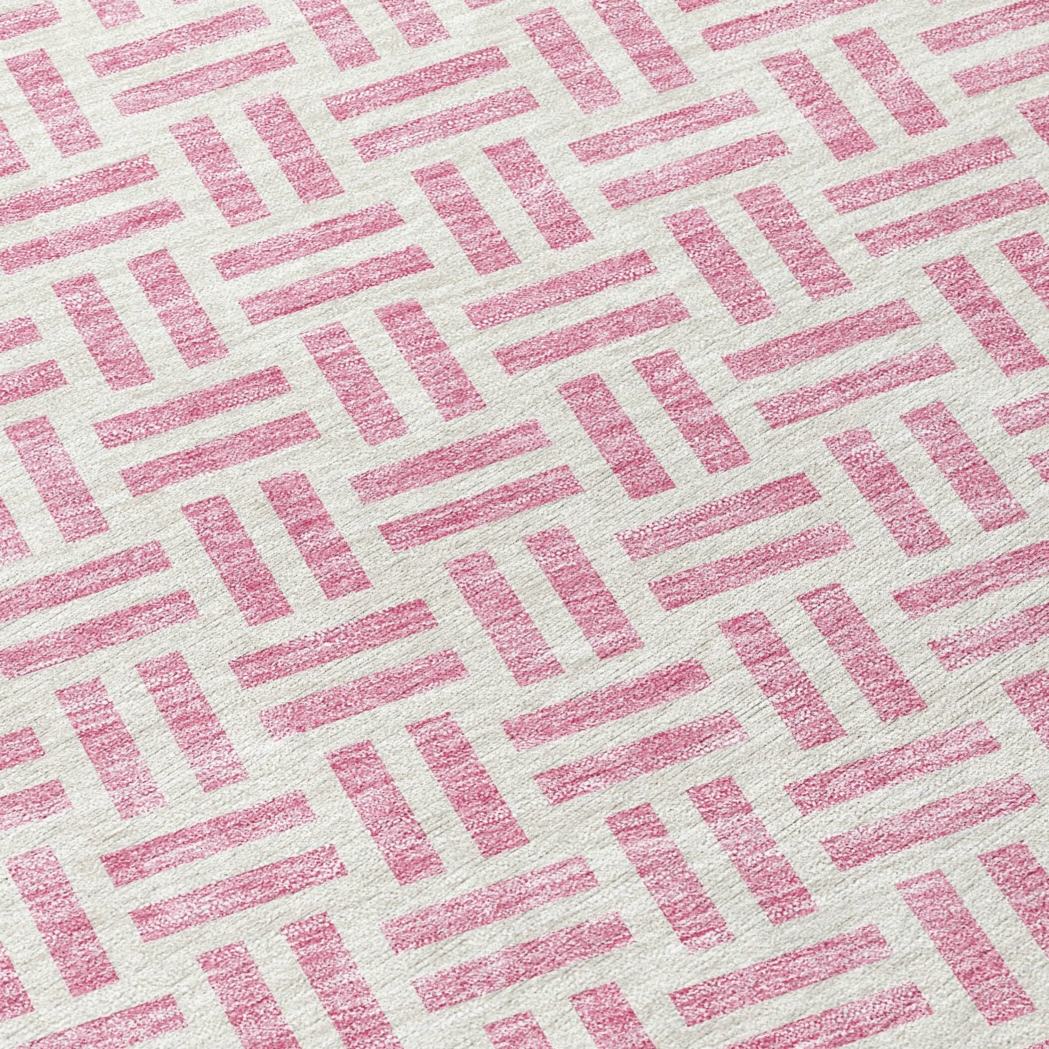 Machine Washable Indoor/ Outdoor Contemporary Basketweave Chantille Rug