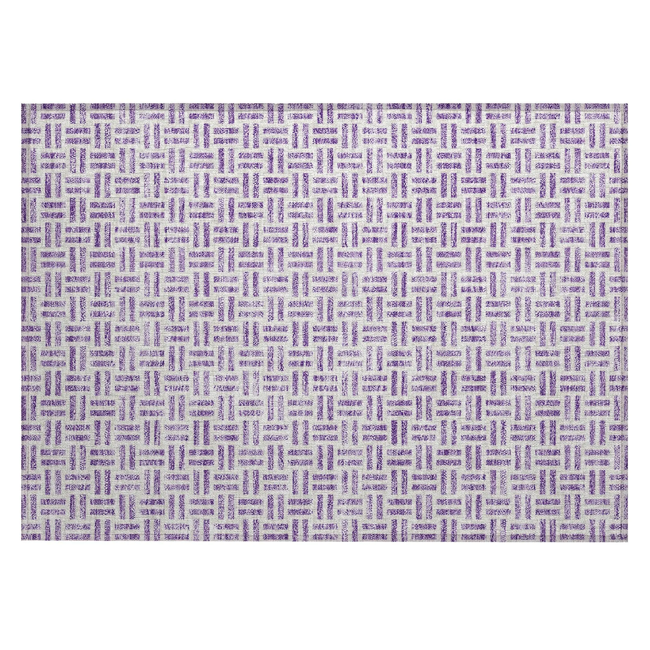 Machine Washable Indoor/ Outdoor Contemporary Basketweave Chantille Rug