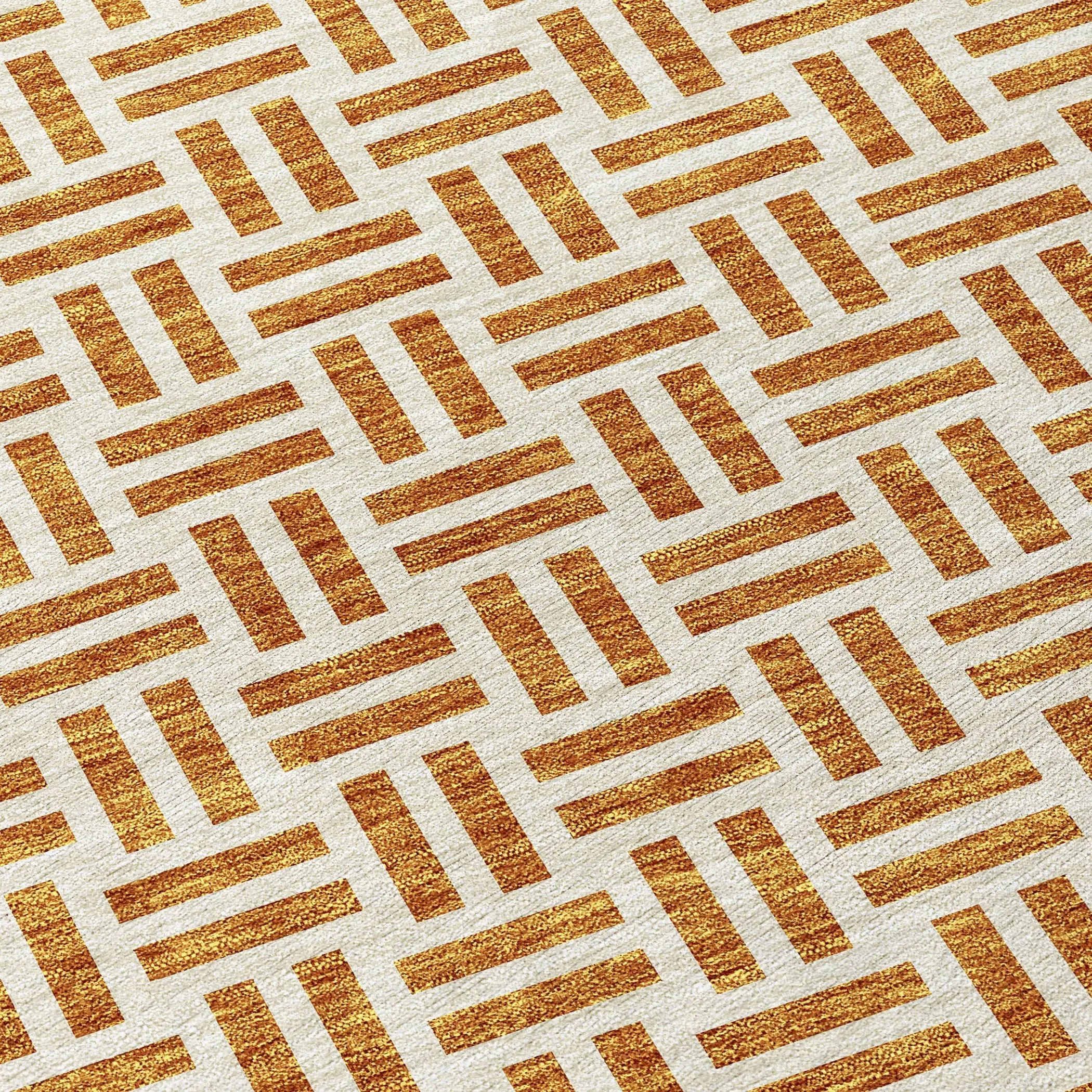 Machine Washable Indoor/ Outdoor Contemporary Basketweave Chantille Rug