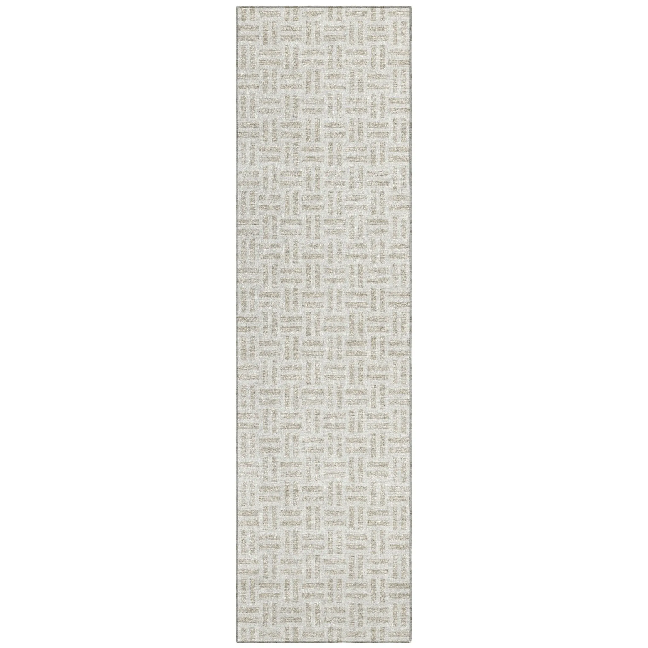 Machine Washable Indoor/ Outdoor Contemporary Basketweave Chantille Rug