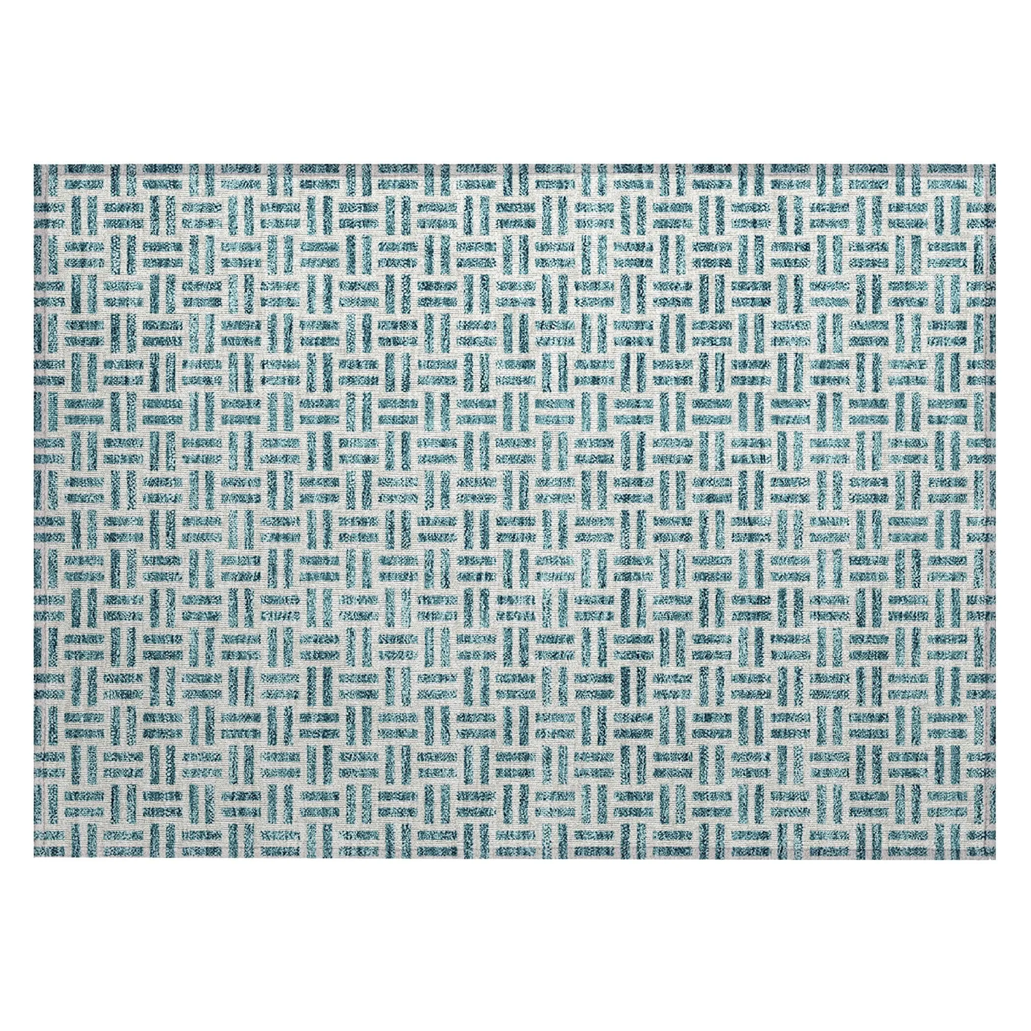Machine Washable Indoor/ Outdoor Contemporary Basketweave Chantille Rug