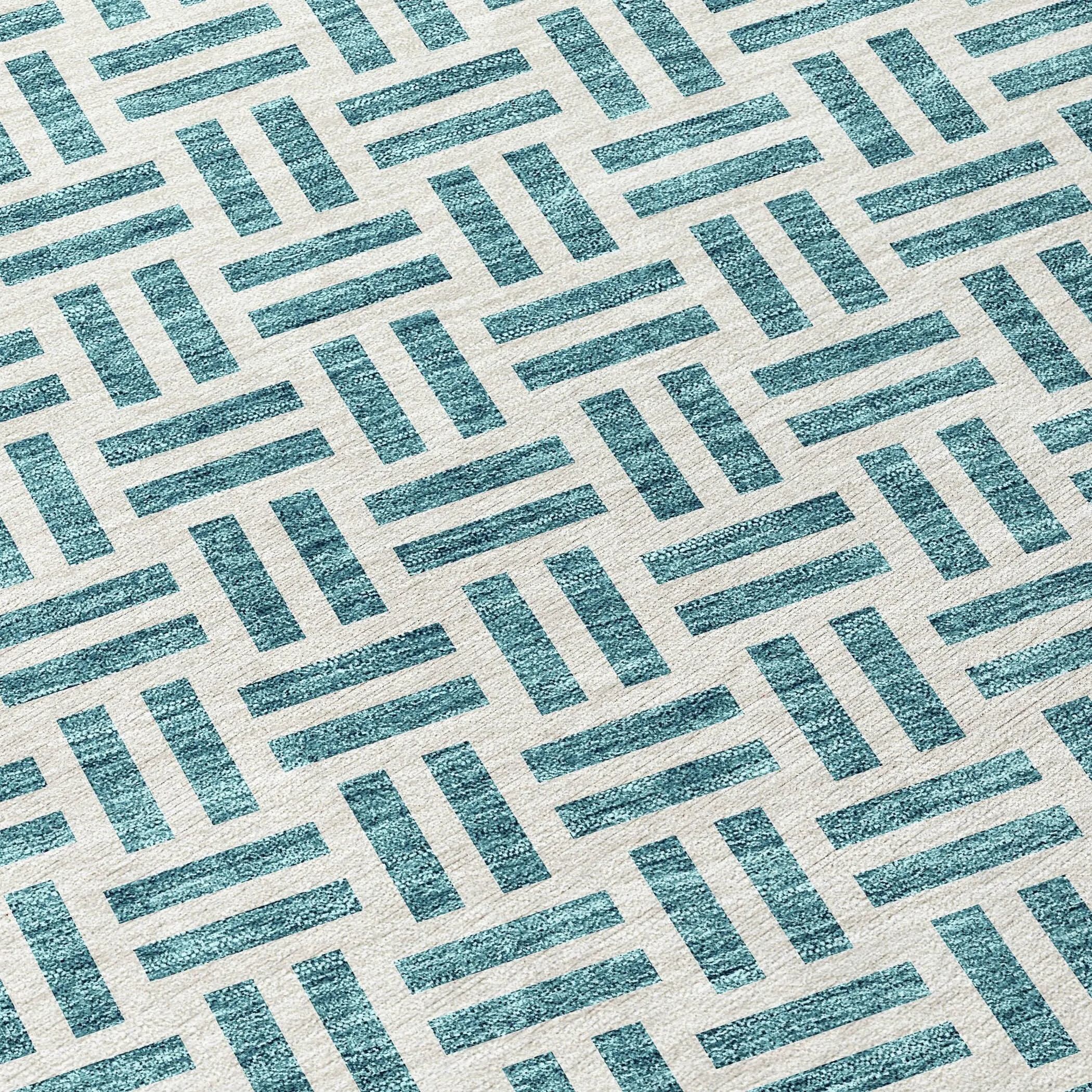 Machine Washable Indoor/ Outdoor Contemporary Basketweave Chantille Rug