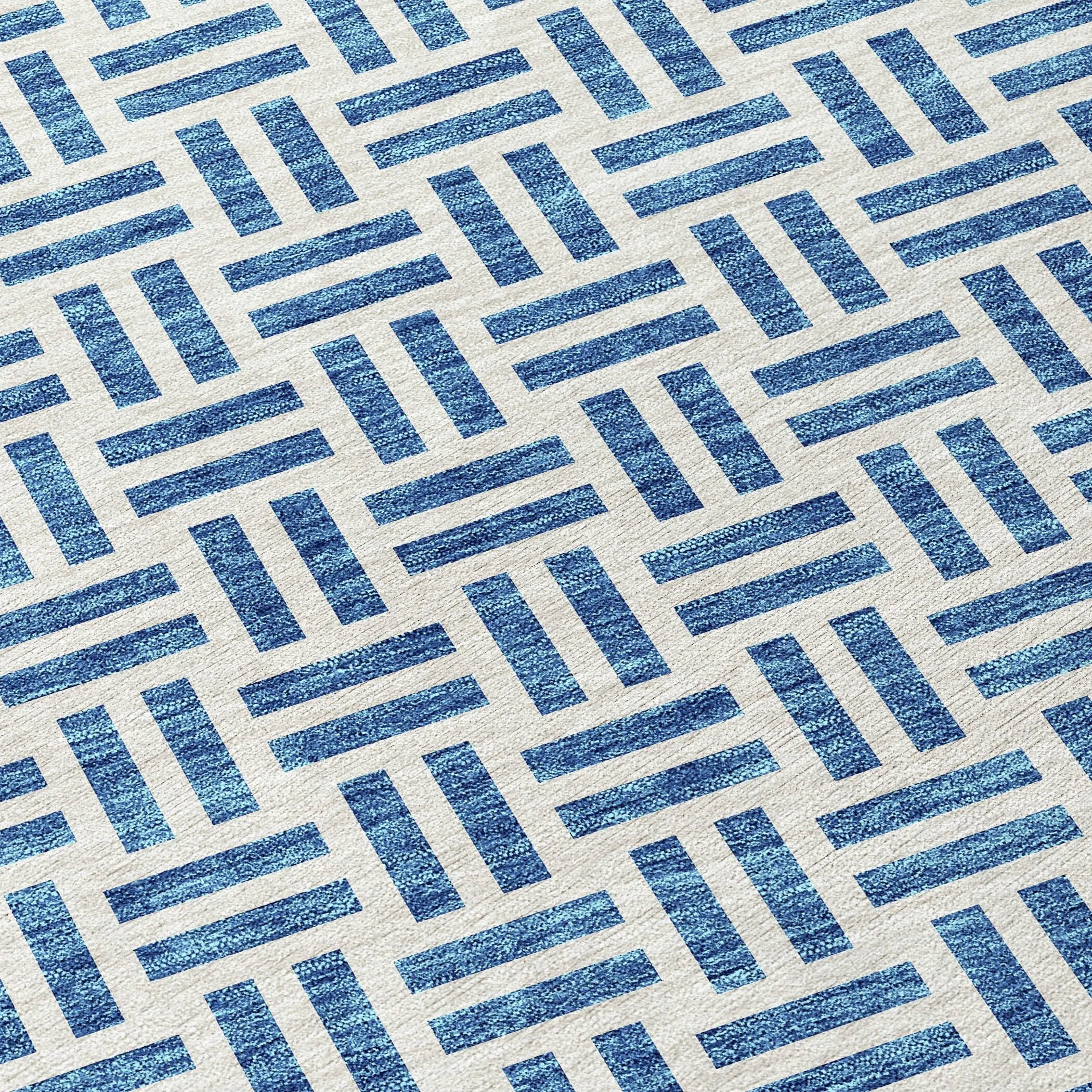 Machine Washable Indoor/ Outdoor Contemporary Basketweave Chantille Rug