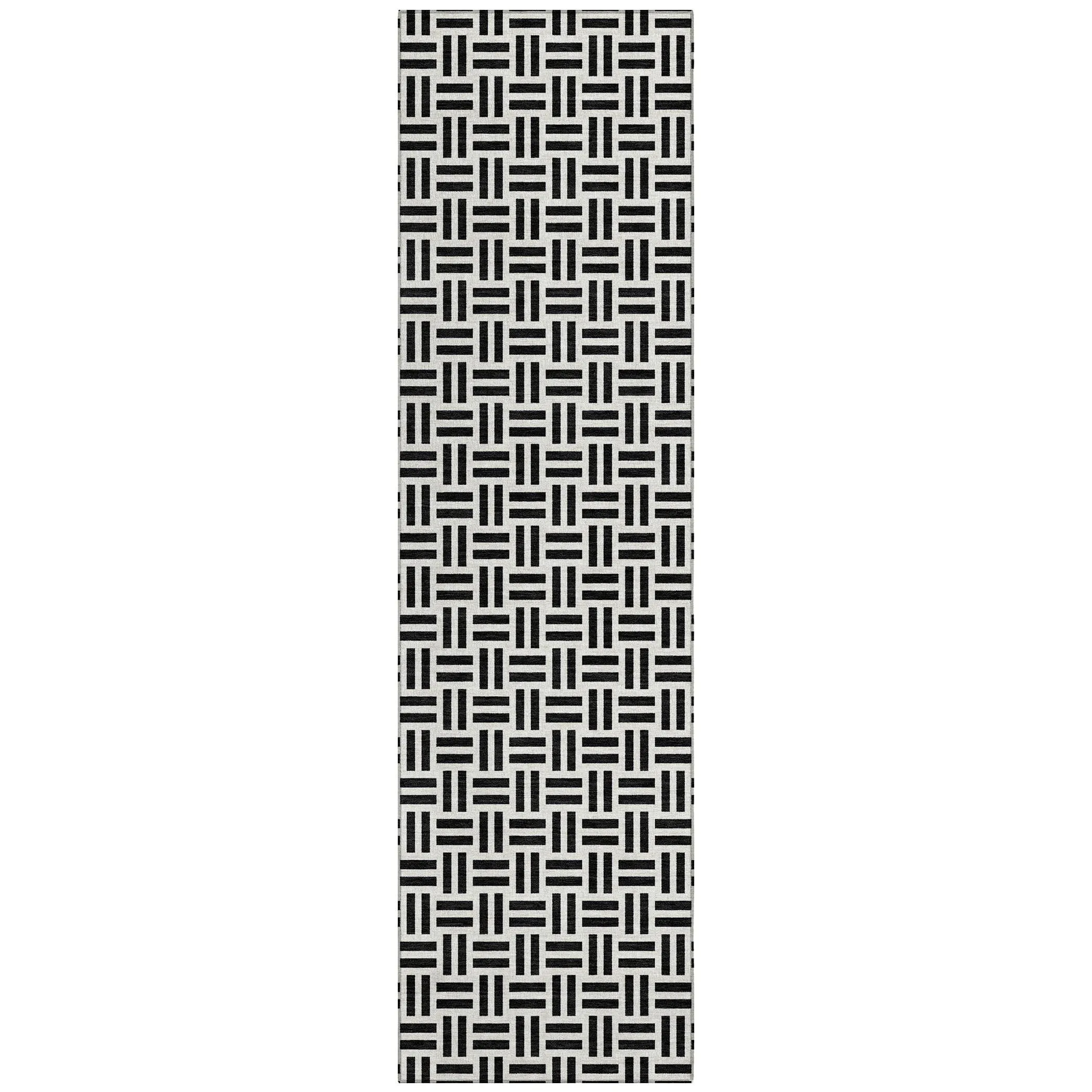 Machine Washable Indoor/ Outdoor Contemporary Basketweave Chantille Rug