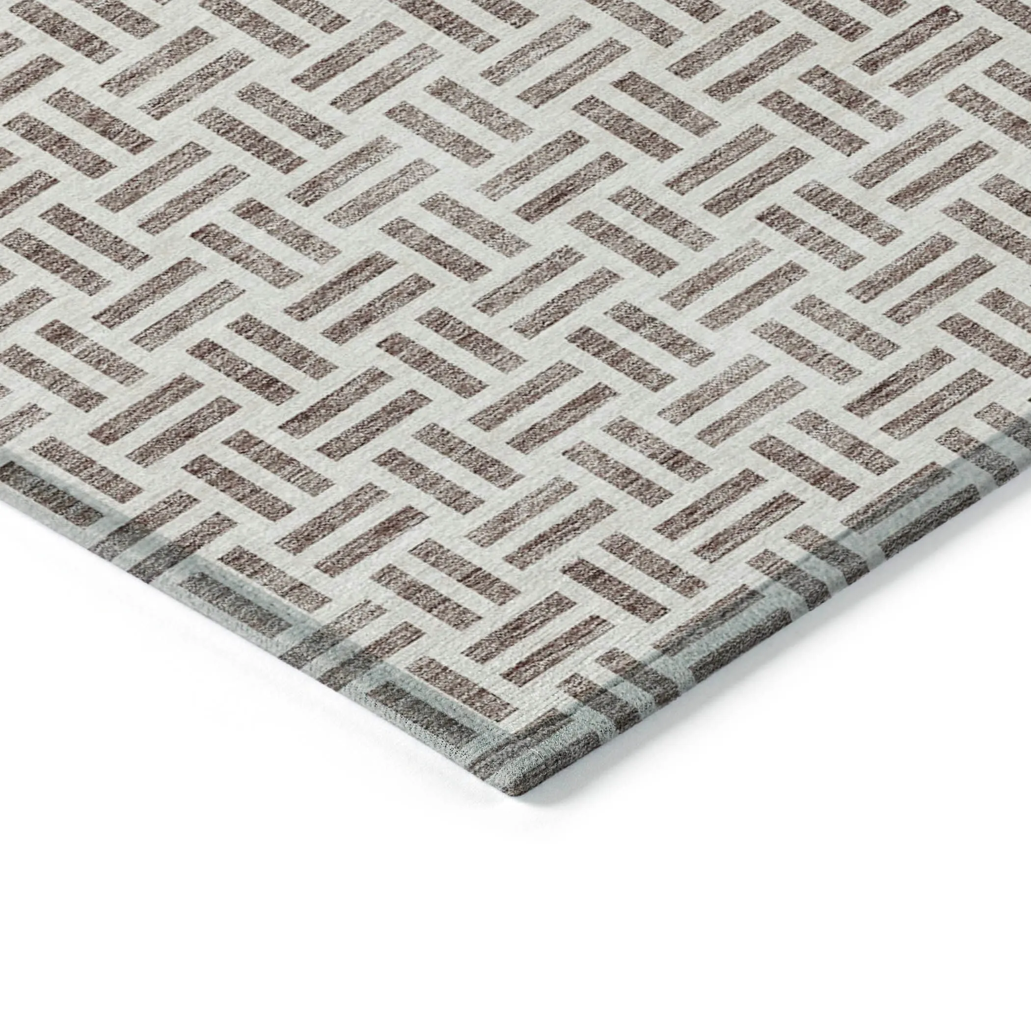 Machine Washable Indoor/ Outdoor Contemporary Basketweave Chantille Rug