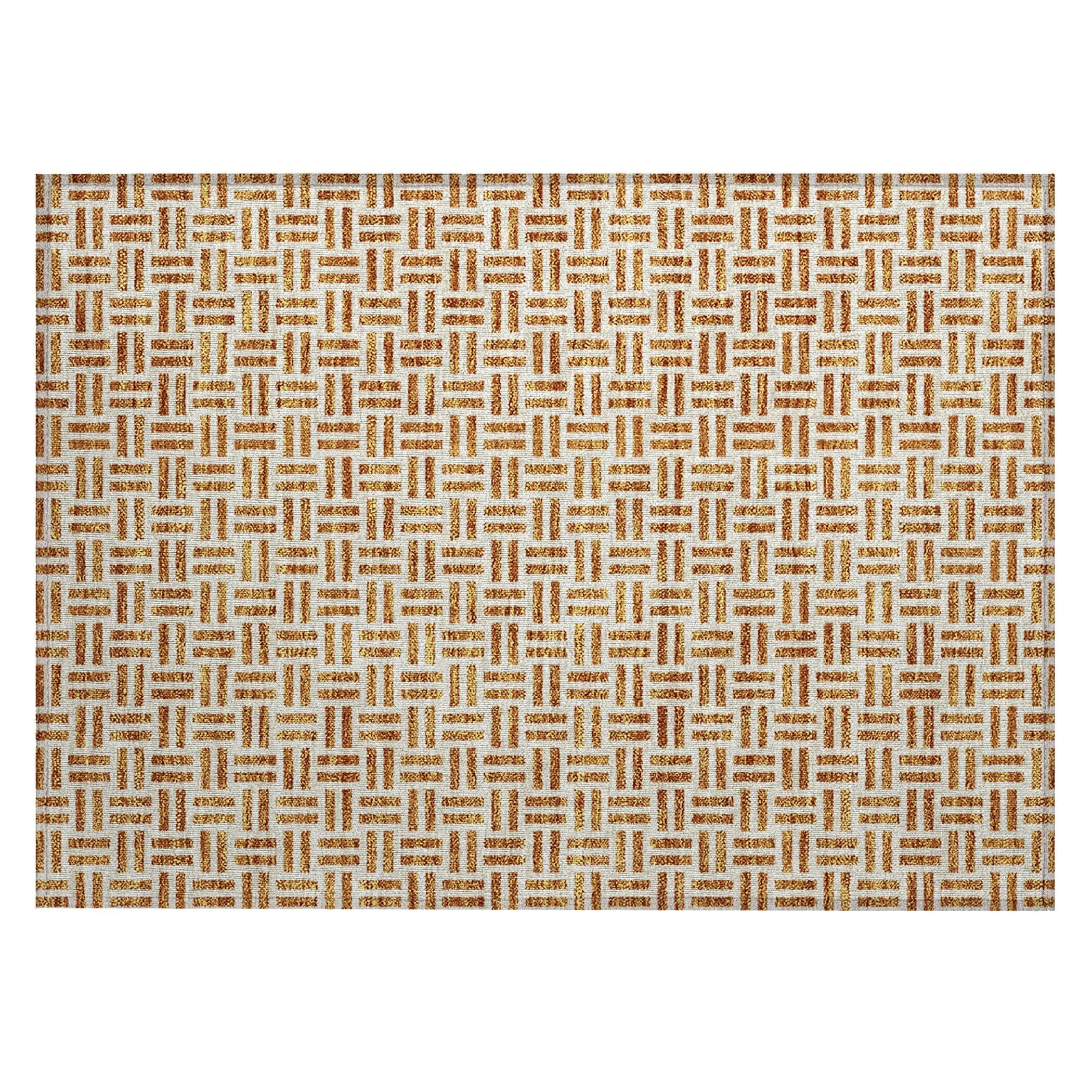 Machine Washable Indoor/ Outdoor Contemporary Basketweave Chantille Rug