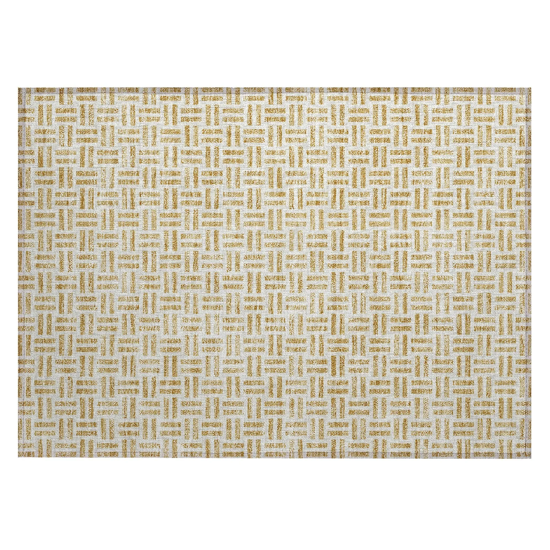 Machine Washable Indoor/ Outdoor Contemporary Basketweave Chantille Rug