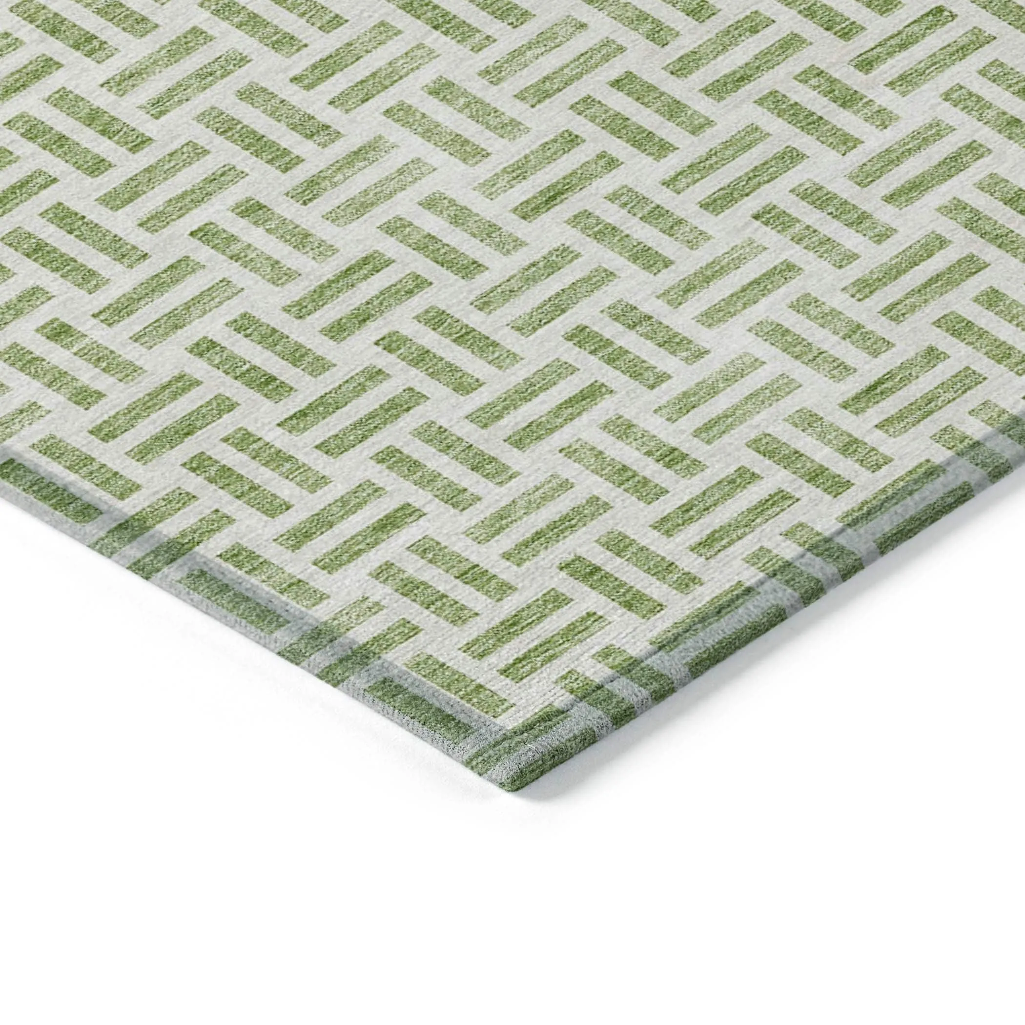 Machine Washable Indoor/ Outdoor Contemporary Basketweave Chantille Rug