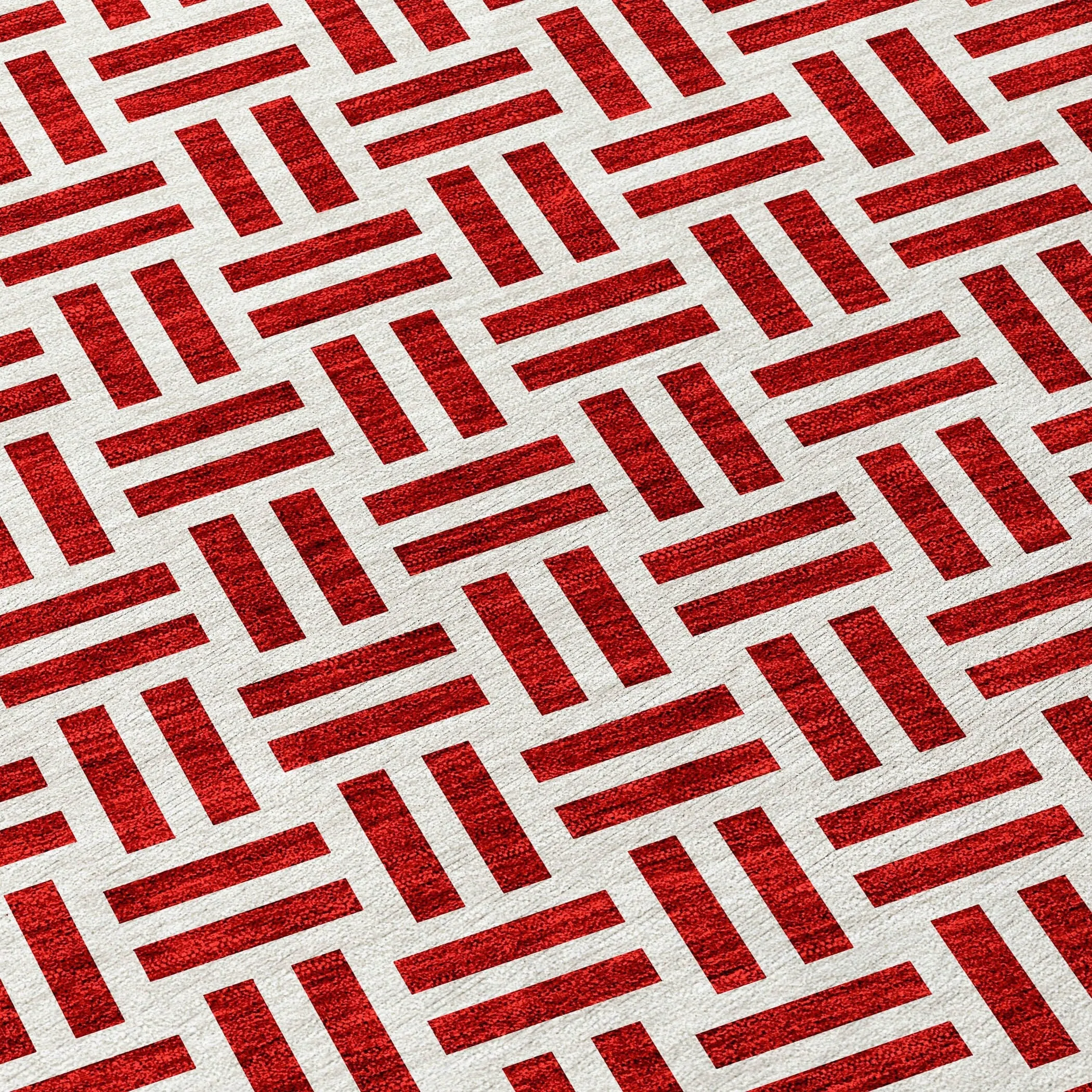 Machine Washable Indoor/ Outdoor Contemporary Basketweave Chantille Rug