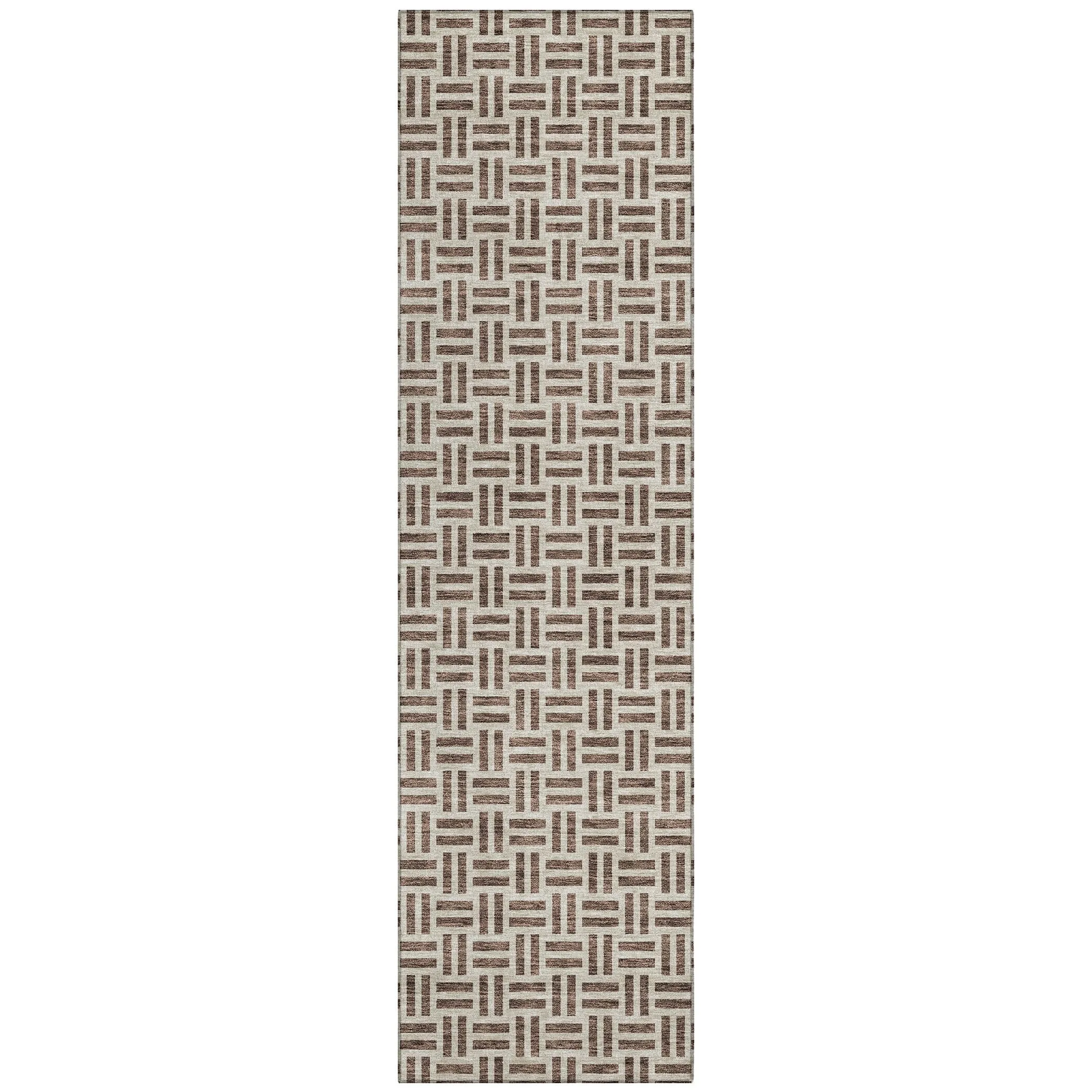 Machine Washable Indoor/ Outdoor Contemporary Basketweave Chantille Rug