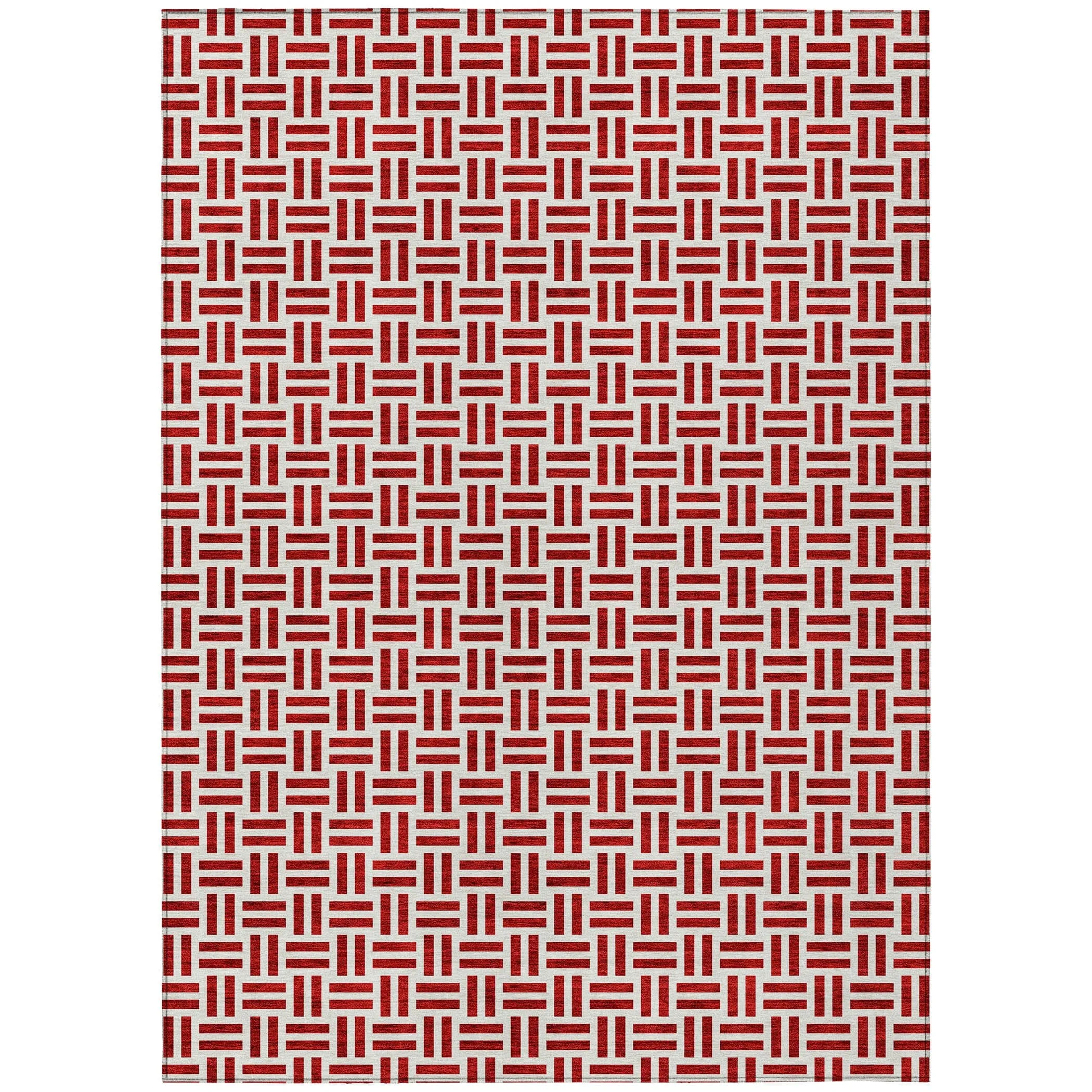 Machine Washable Indoor/ Outdoor Contemporary Basketweave Chantille Rug