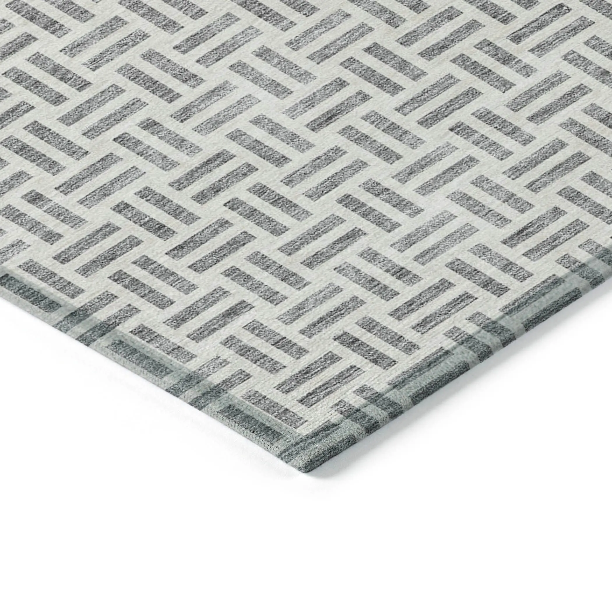 Machine Washable Indoor/ Outdoor Contemporary Basketweave Chantille Rug