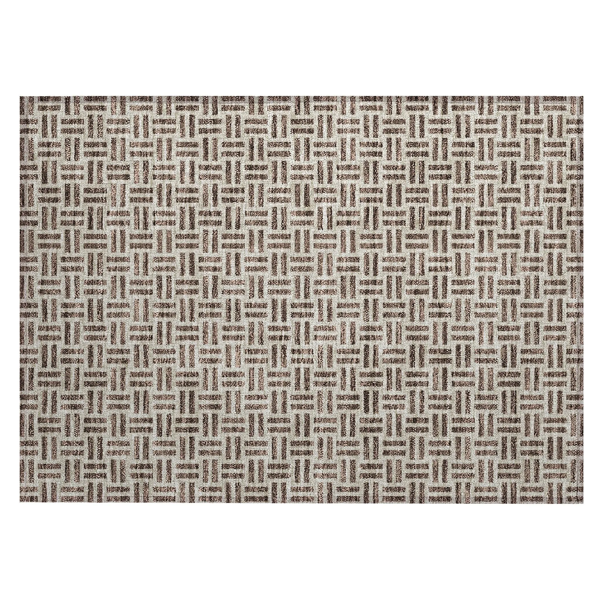 Machine Washable Indoor/ Outdoor Contemporary Basketweave Chantille Rug