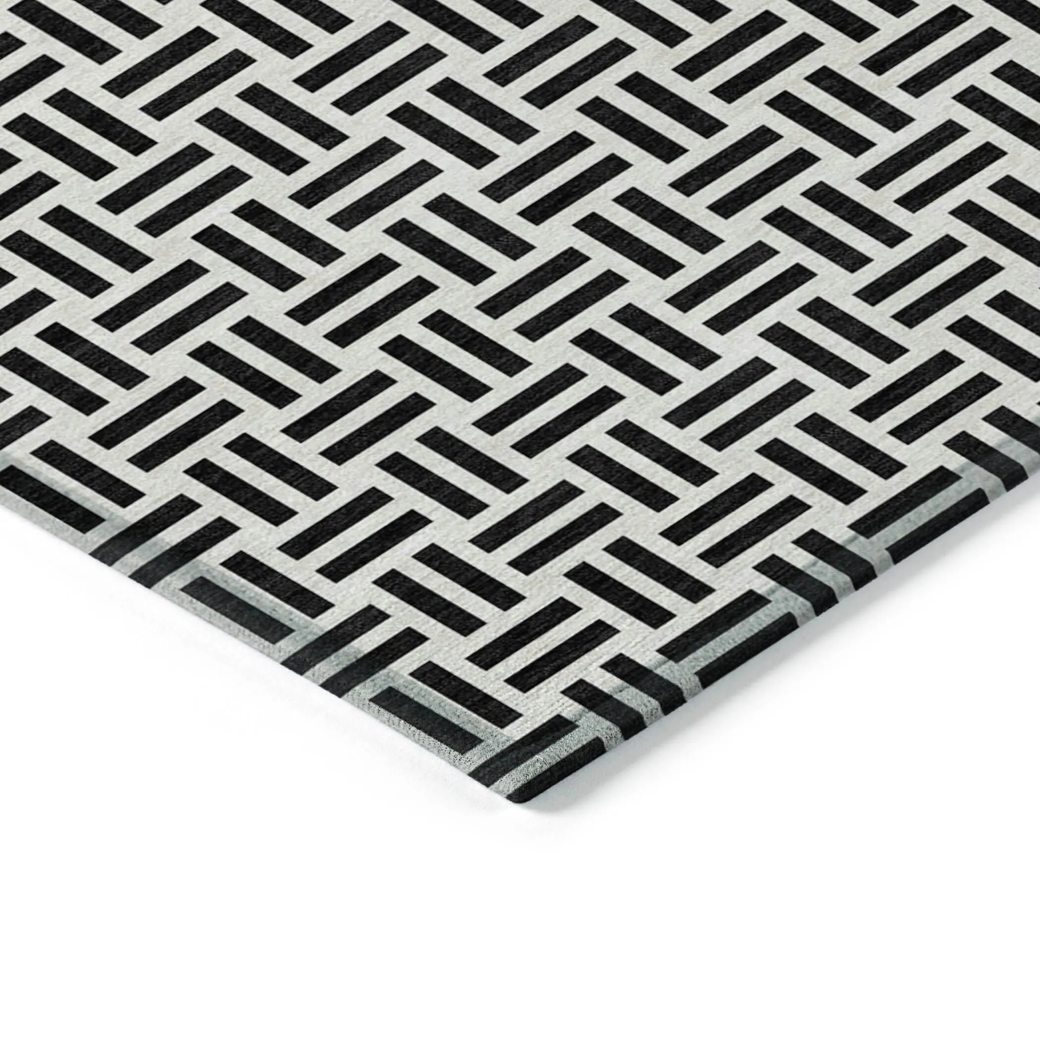 Machine Washable Indoor/ Outdoor Contemporary Basketweave Chantille Rug
