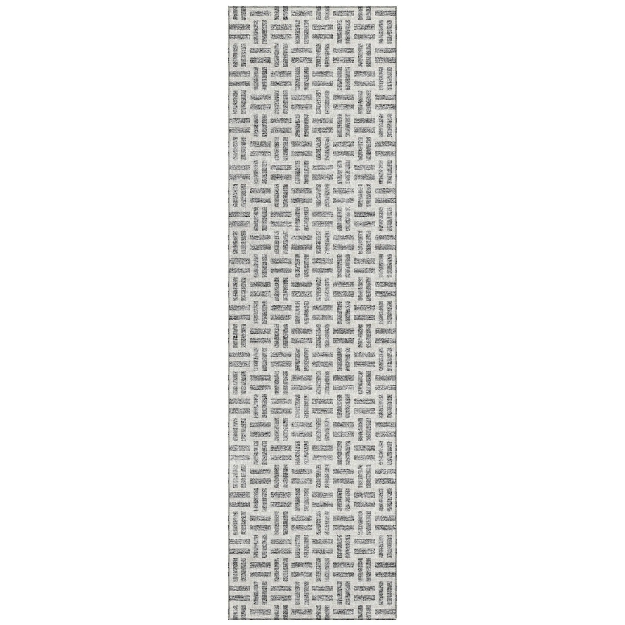 Machine Washable Indoor/ Outdoor Contemporary Basketweave Chantille Rug