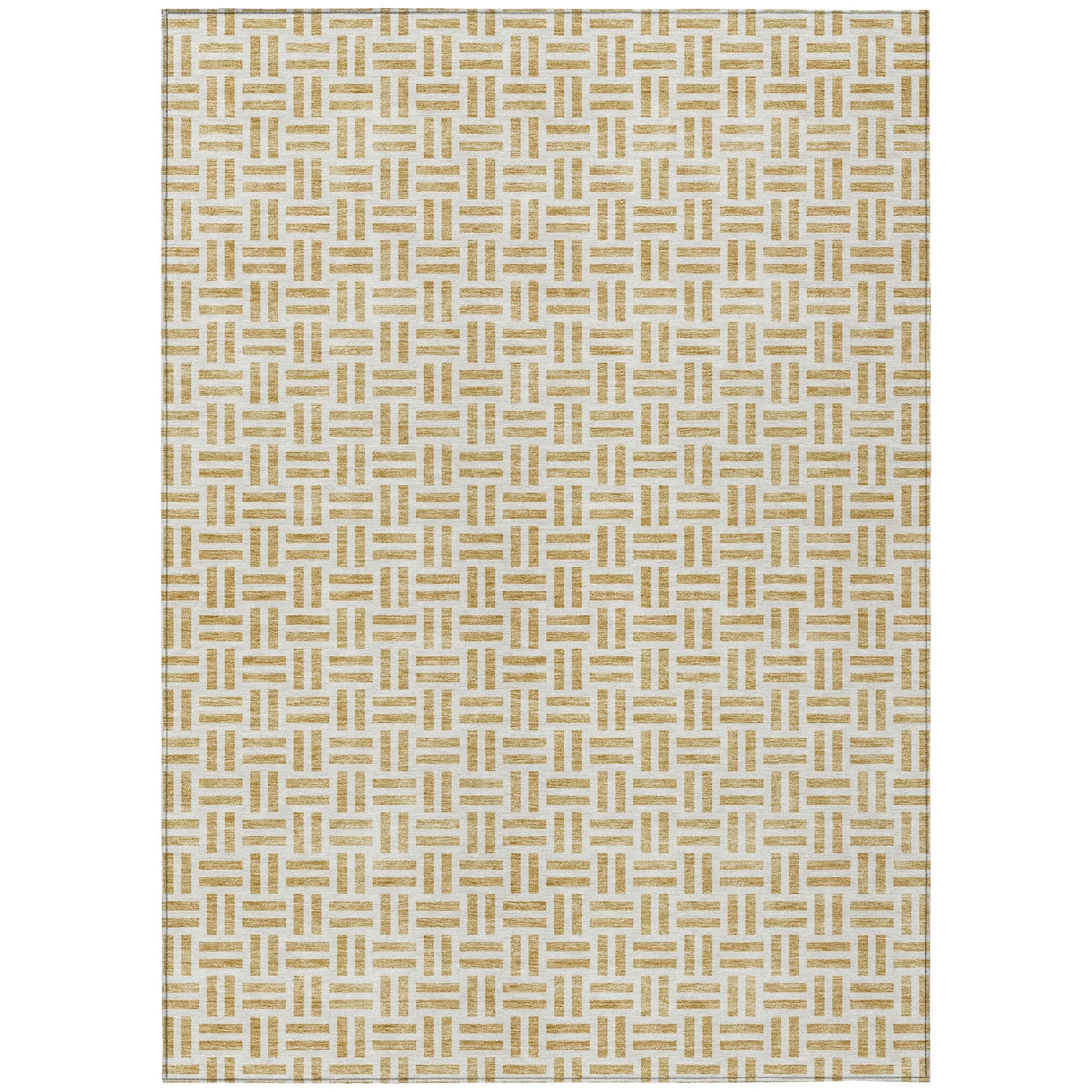 Machine Washable Indoor/ Outdoor Contemporary Basketweave Chantille Rug
