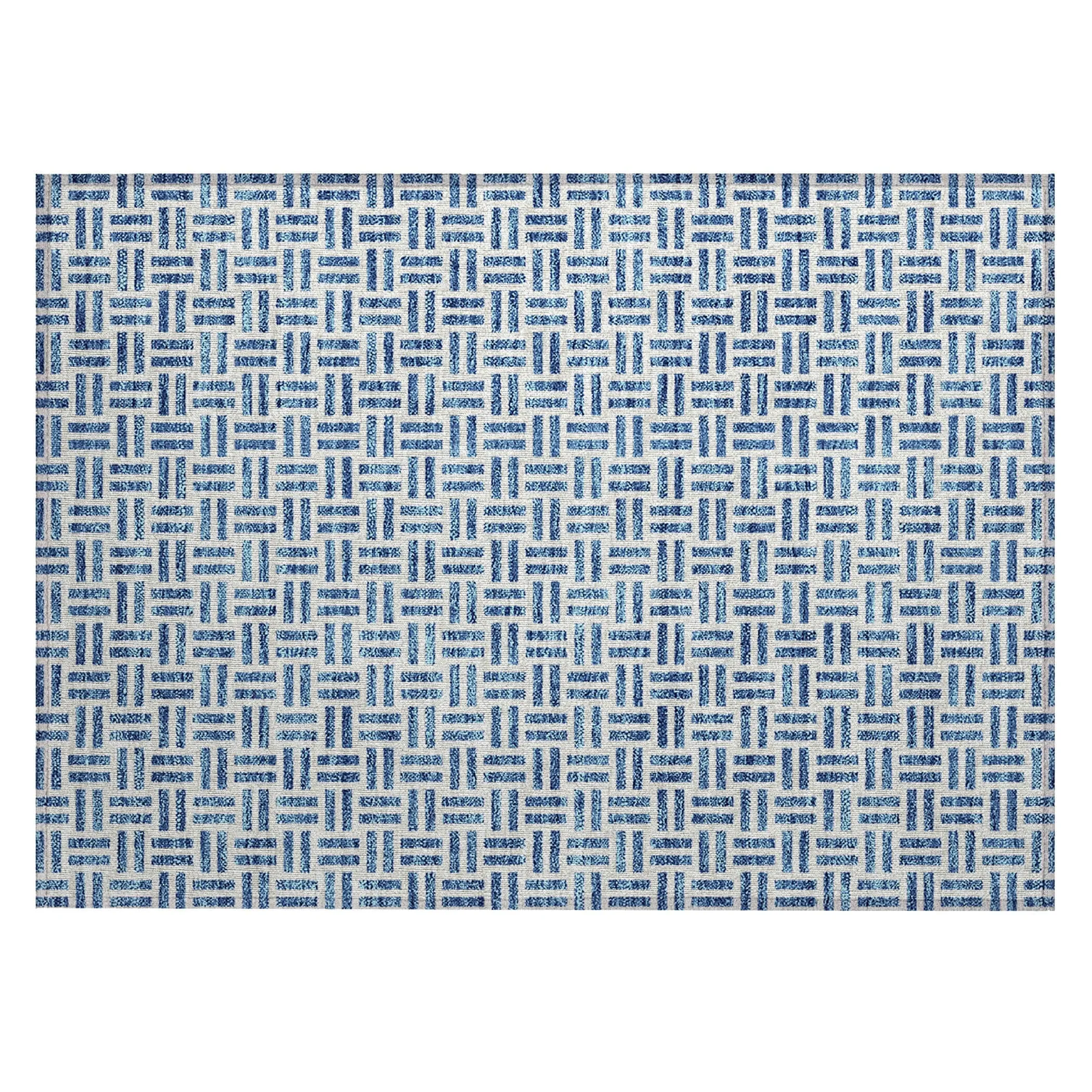 Machine Washable Indoor/ Outdoor Contemporary Basketweave Chantille Rug