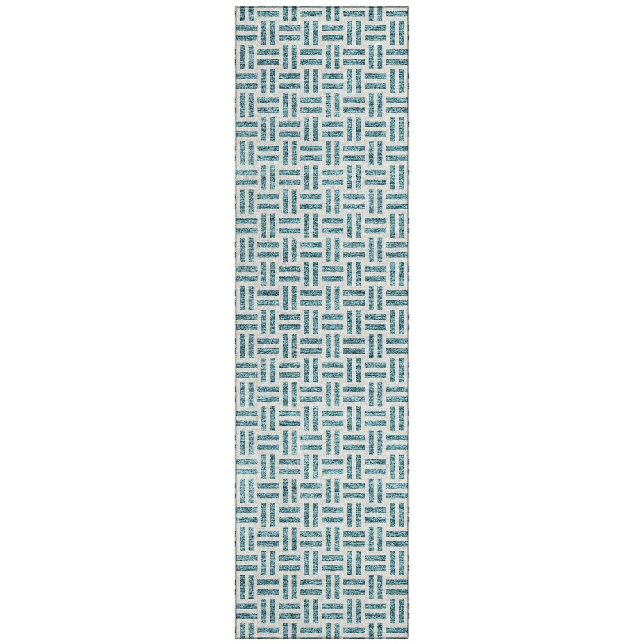 Machine Washable Indoor/ Outdoor Contemporary Basketweave Chantille Rug