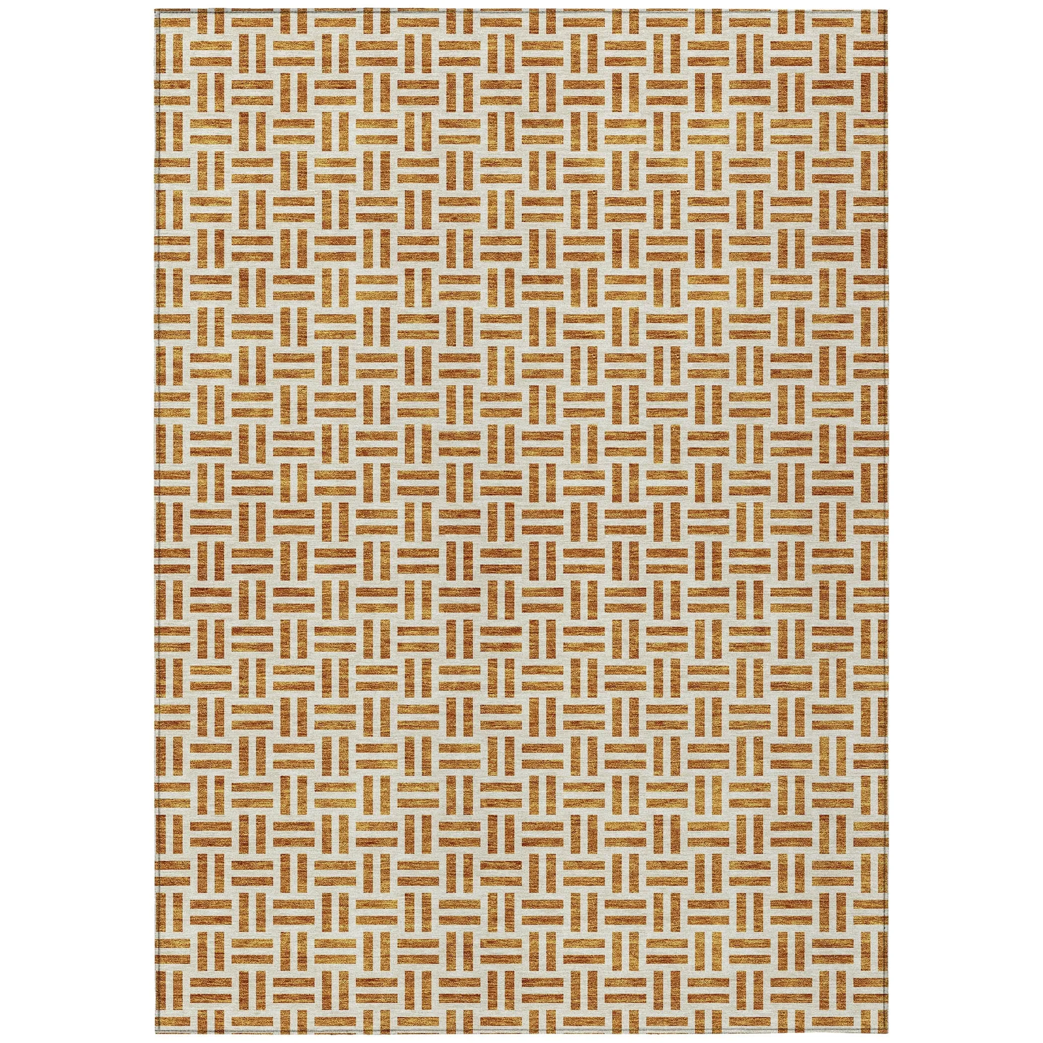 Machine Washable Indoor/ Outdoor Contemporary Basketweave Chantille Rug