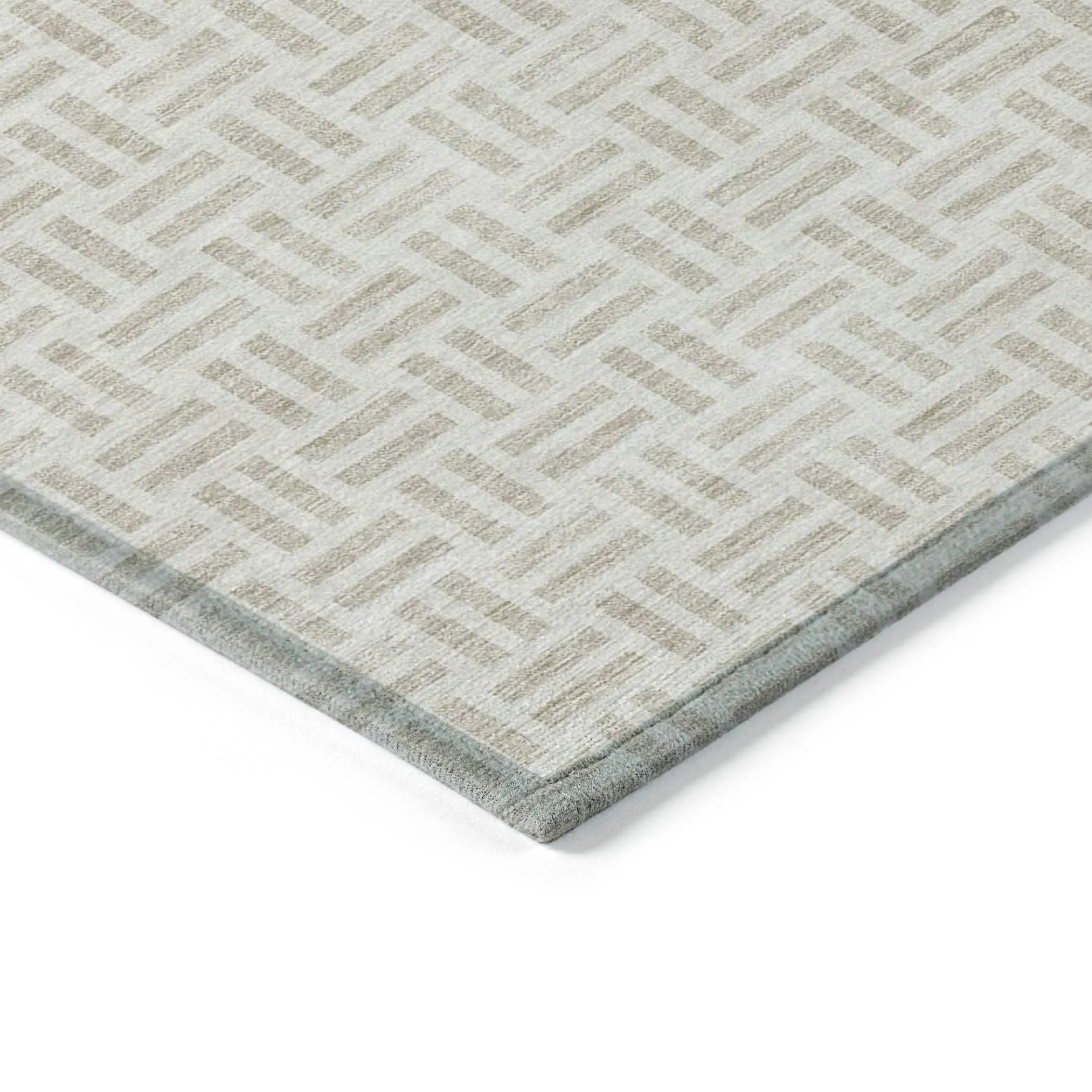 Machine Washable Indoor/ Outdoor Contemporary Basketweave Chantille Rug