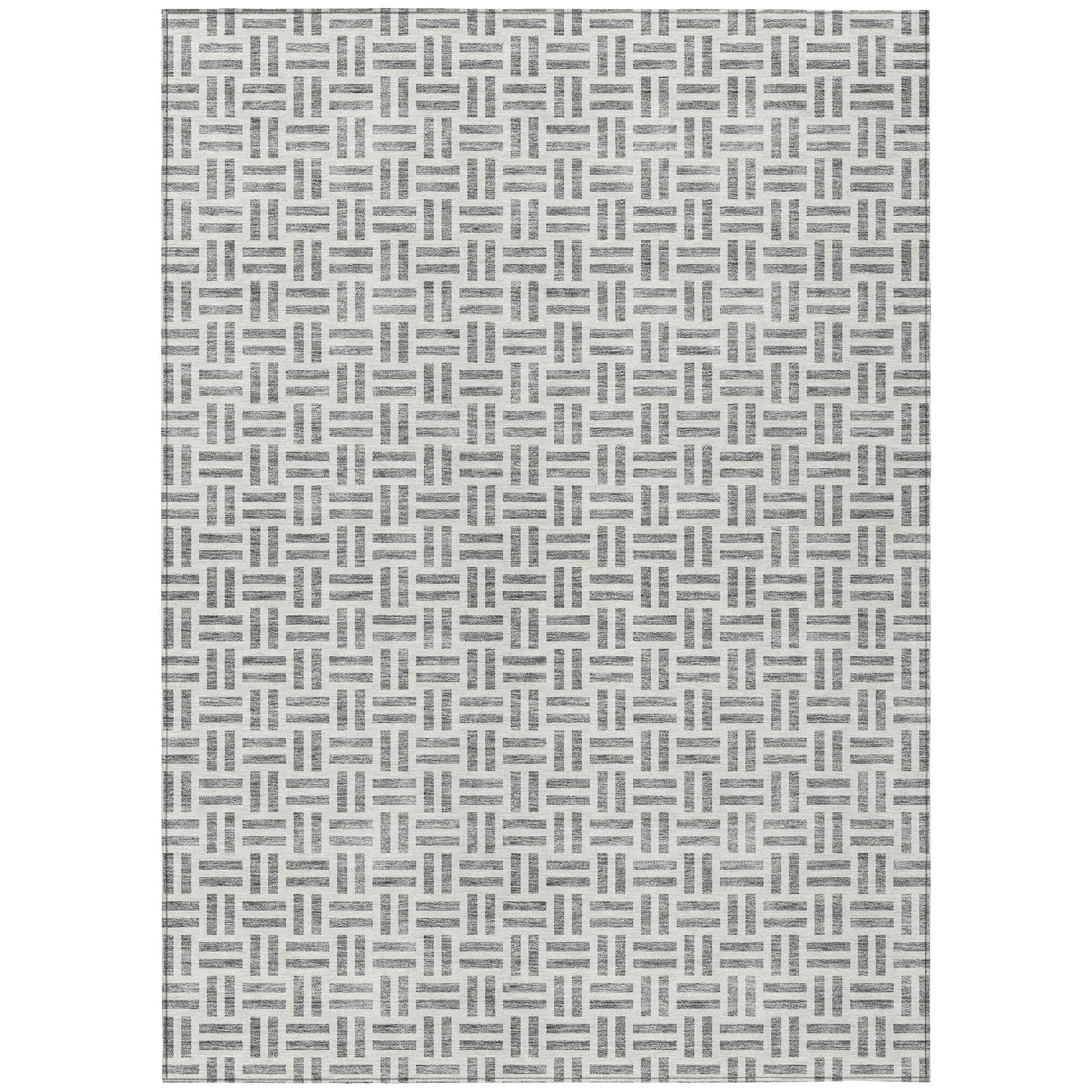 Machine Washable Indoor/ Outdoor Contemporary Basketweave Chantille Rug