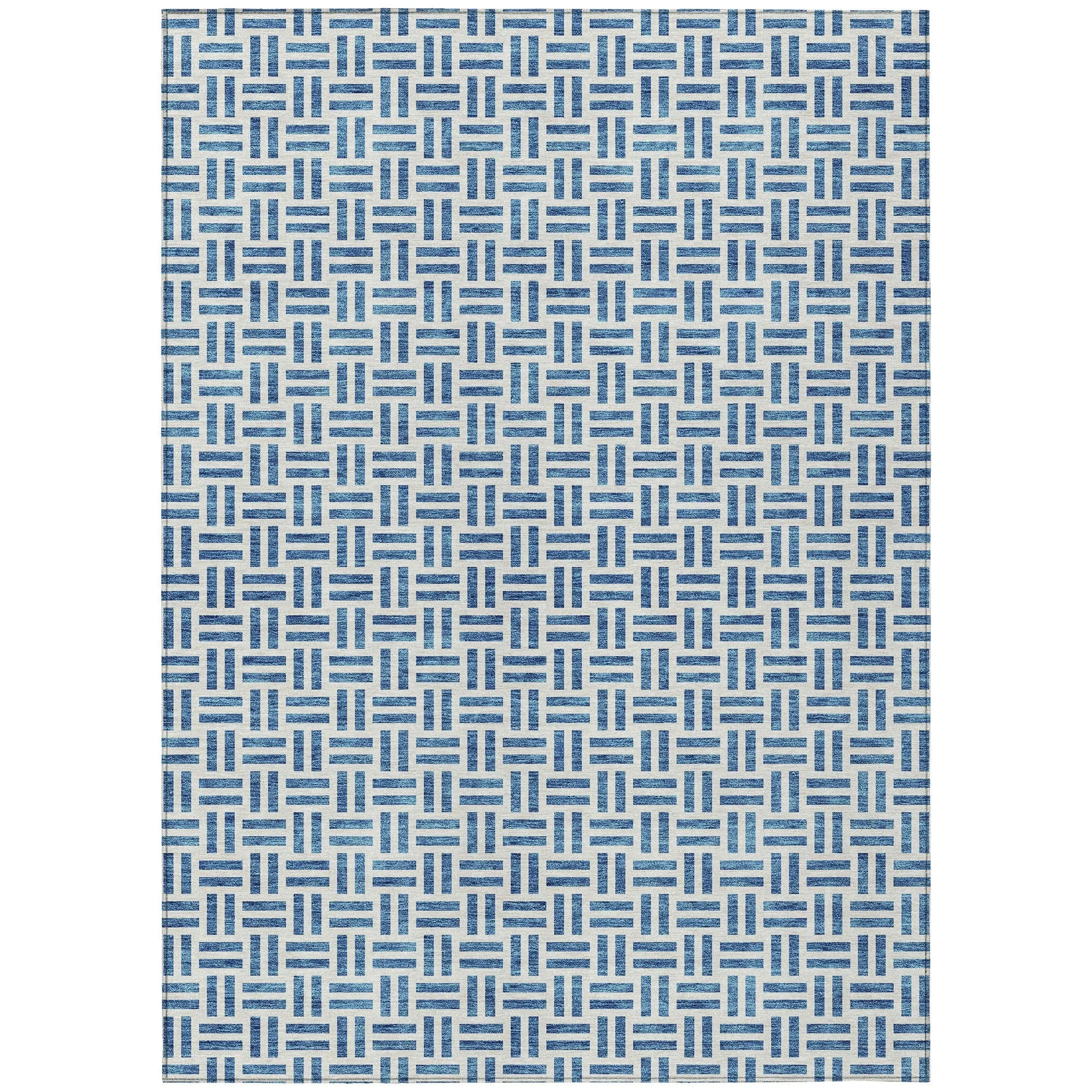 Machine Washable Indoor/ Outdoor Contemporary Basketweave Chantille Rug