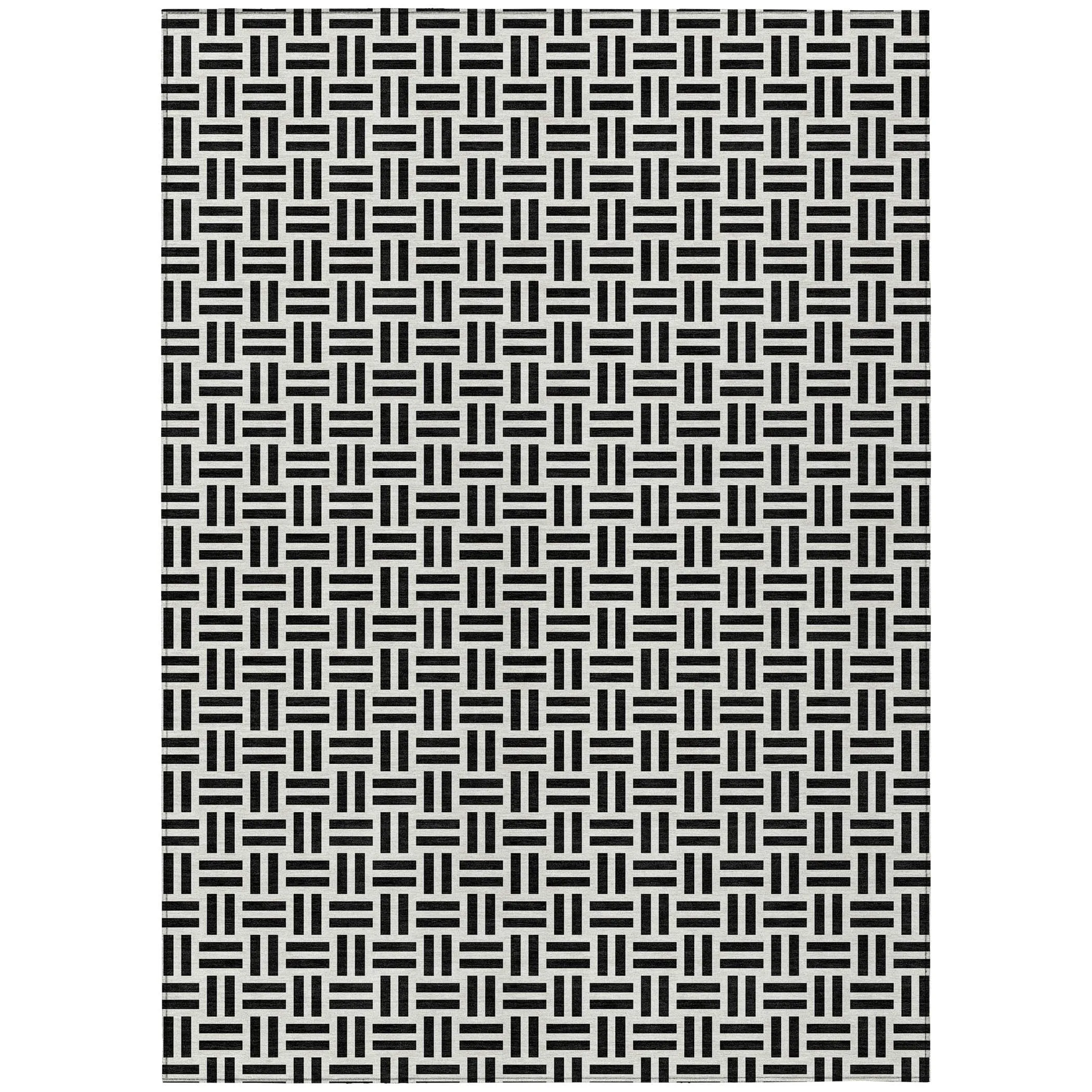 Machine Washable Indoor/ Outdoor Contemporary Basketweave Chantille Rug