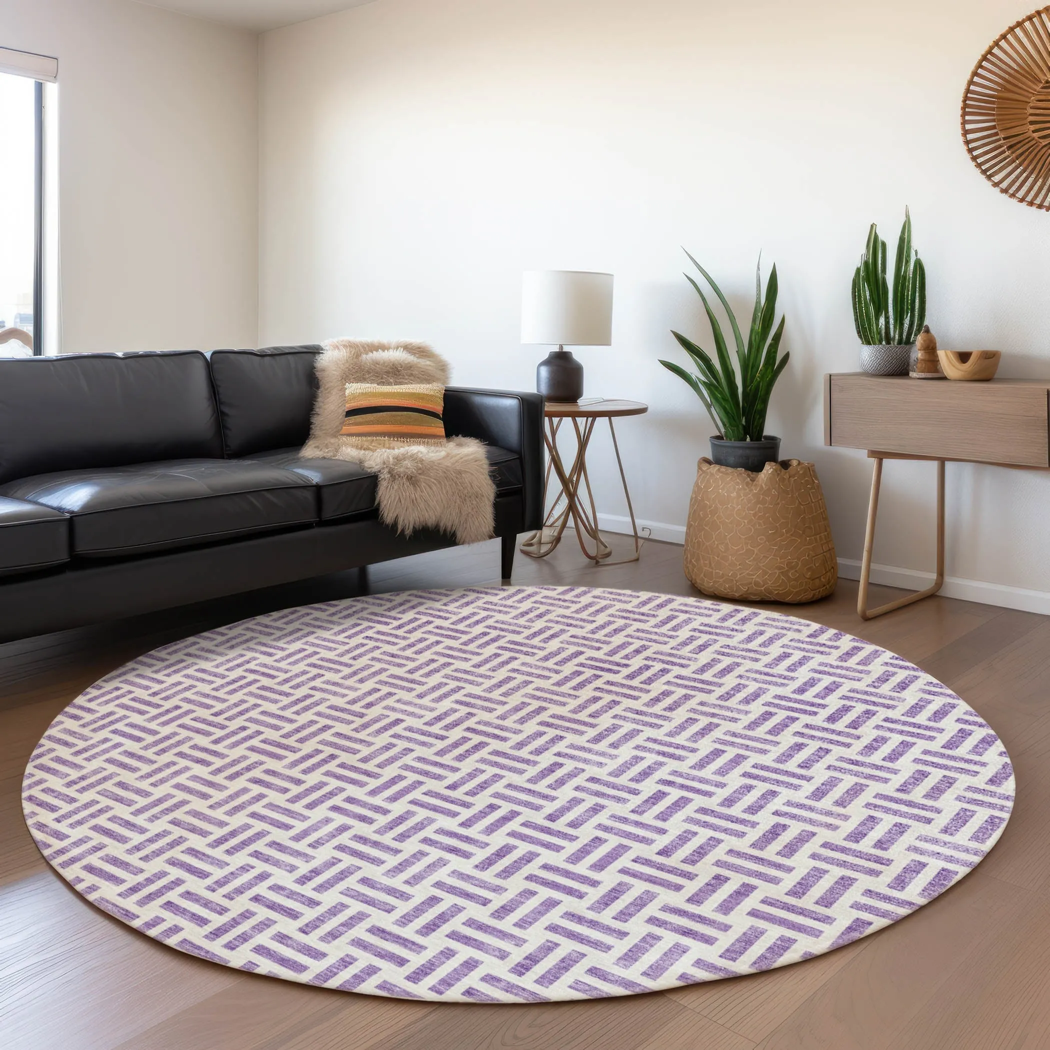 Machine Washable Indoor/ Outdoor Contemporary Basketweave Chantille Rug