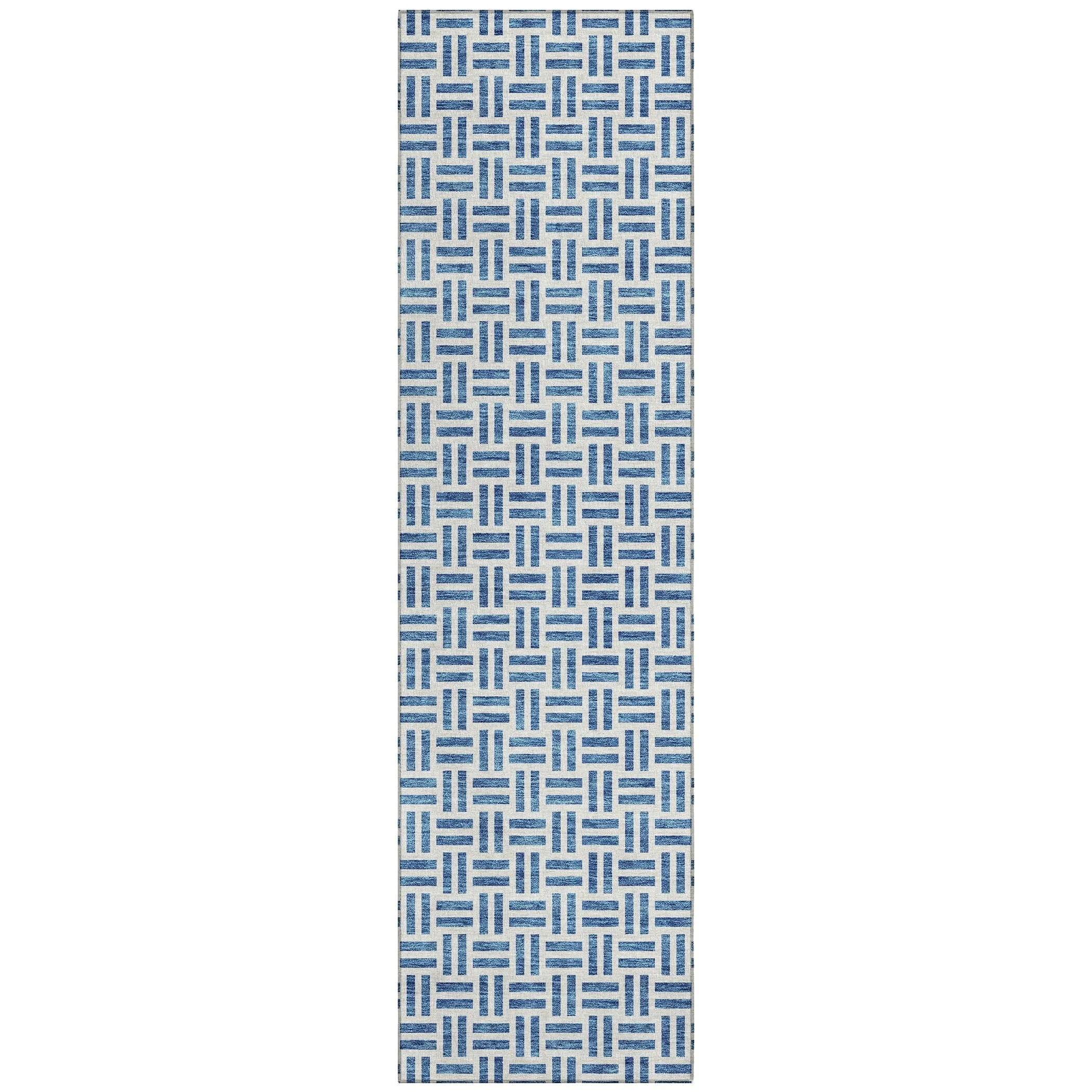 Machine Washable Indoor/ Outdoor Contemporary Basketweave Chantille Rug