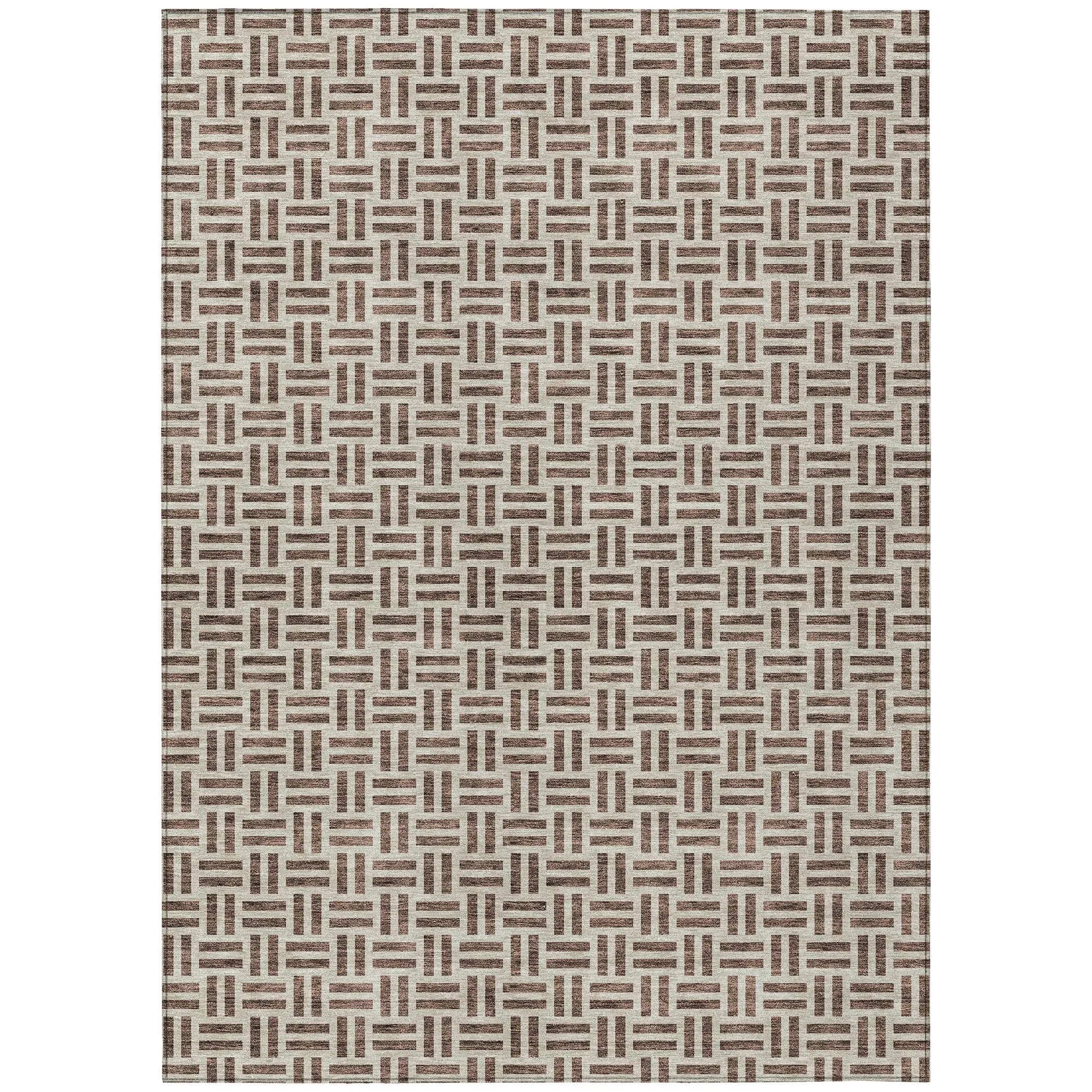Machine Washable Indoor/ Outdoor Contemporary Basketweave Chantille Rug