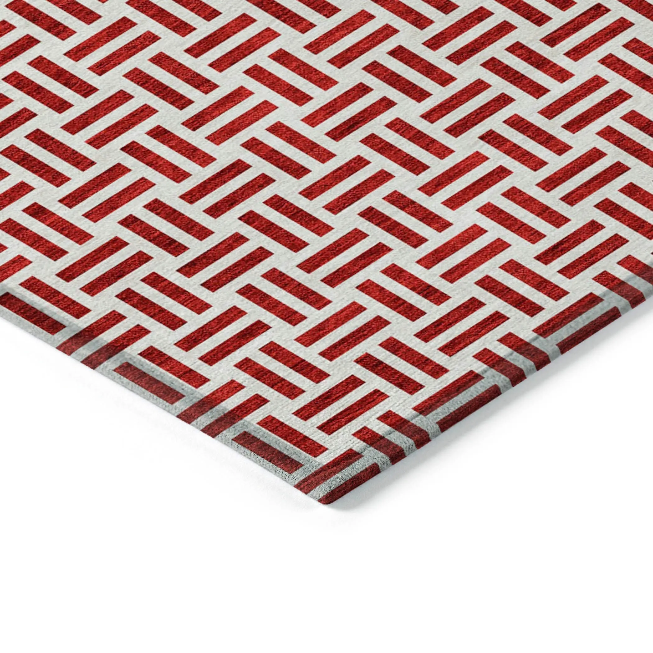Machine Washable Indoor/ Outdoor Contemporary Basketweave Chantille Rug