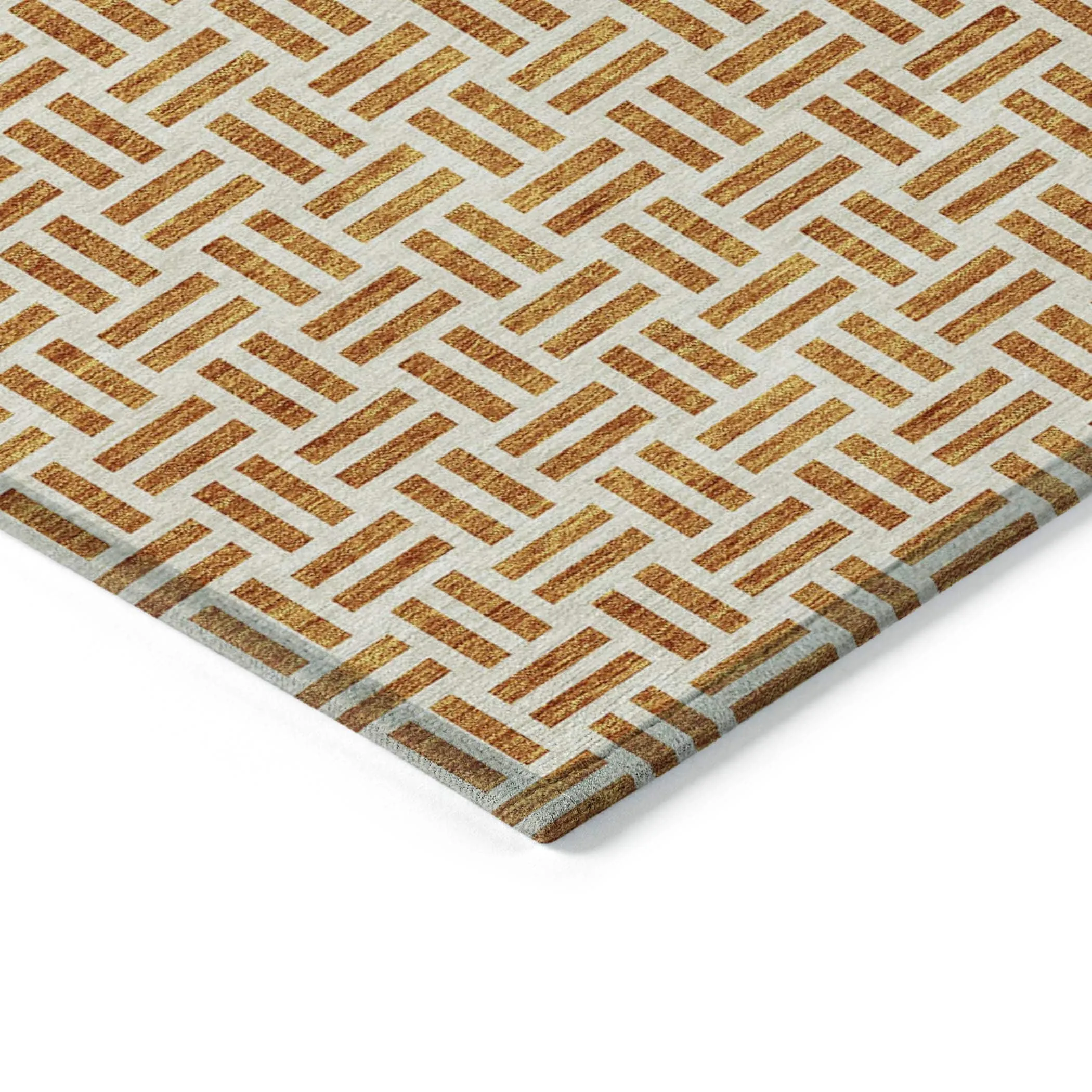Machine Washable Indoor/ Outdoor Contemporary Basketweave Chantille Rug