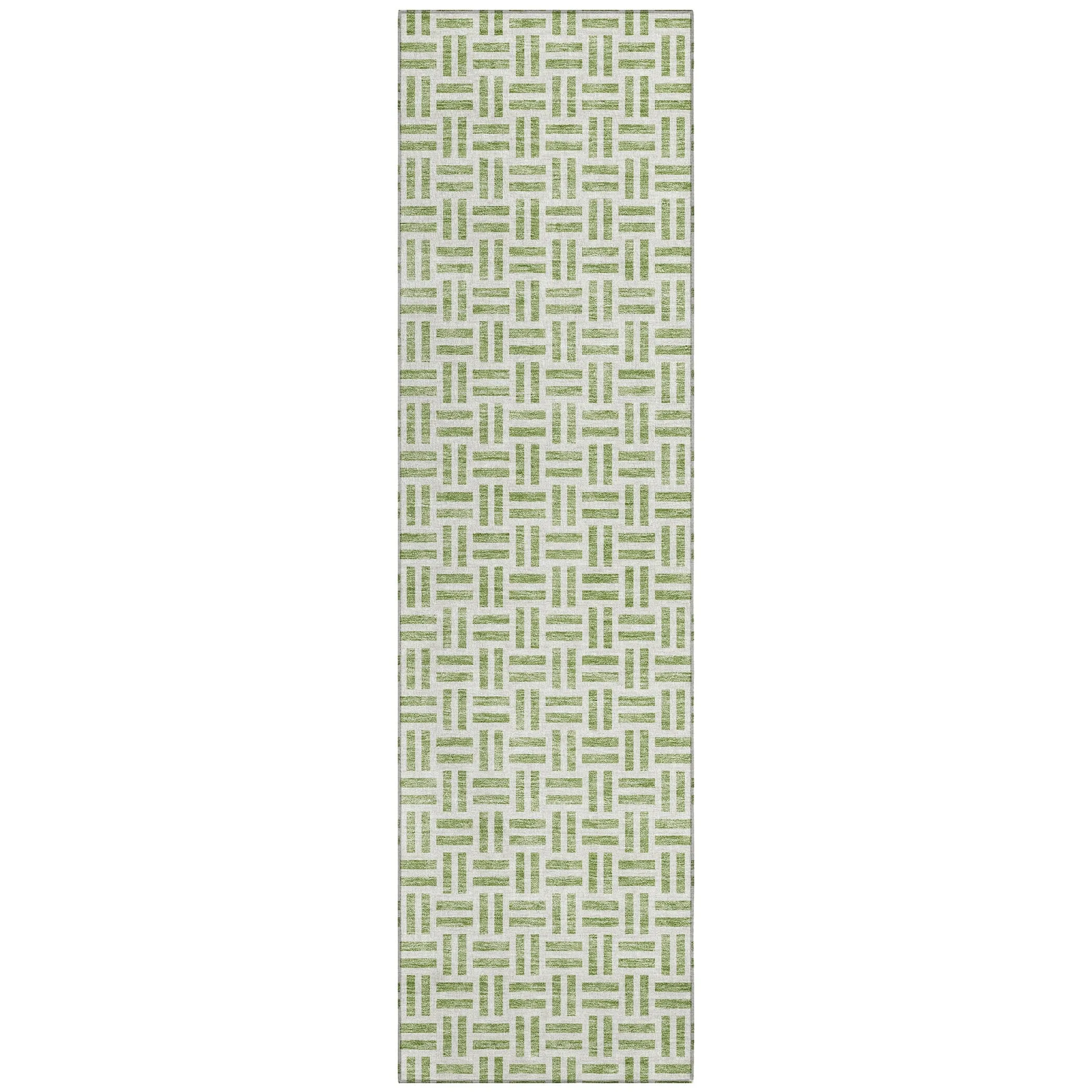 Machine Washable Indoor/ Outdoor Contemporary Basketweave Chantille Rug