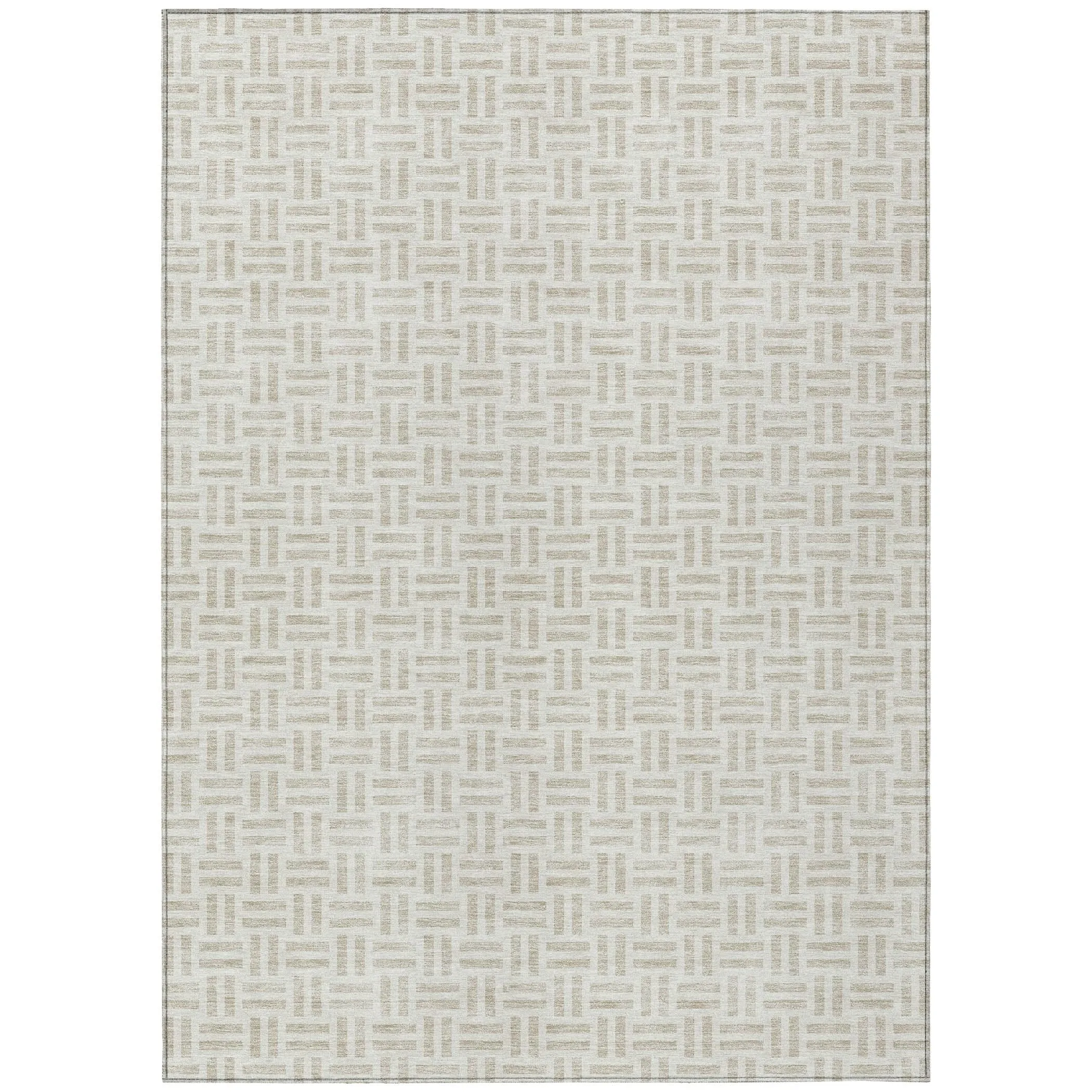 Machine Washable Indoor/ Outdoor Contemporary Basketweave Chantille Rug