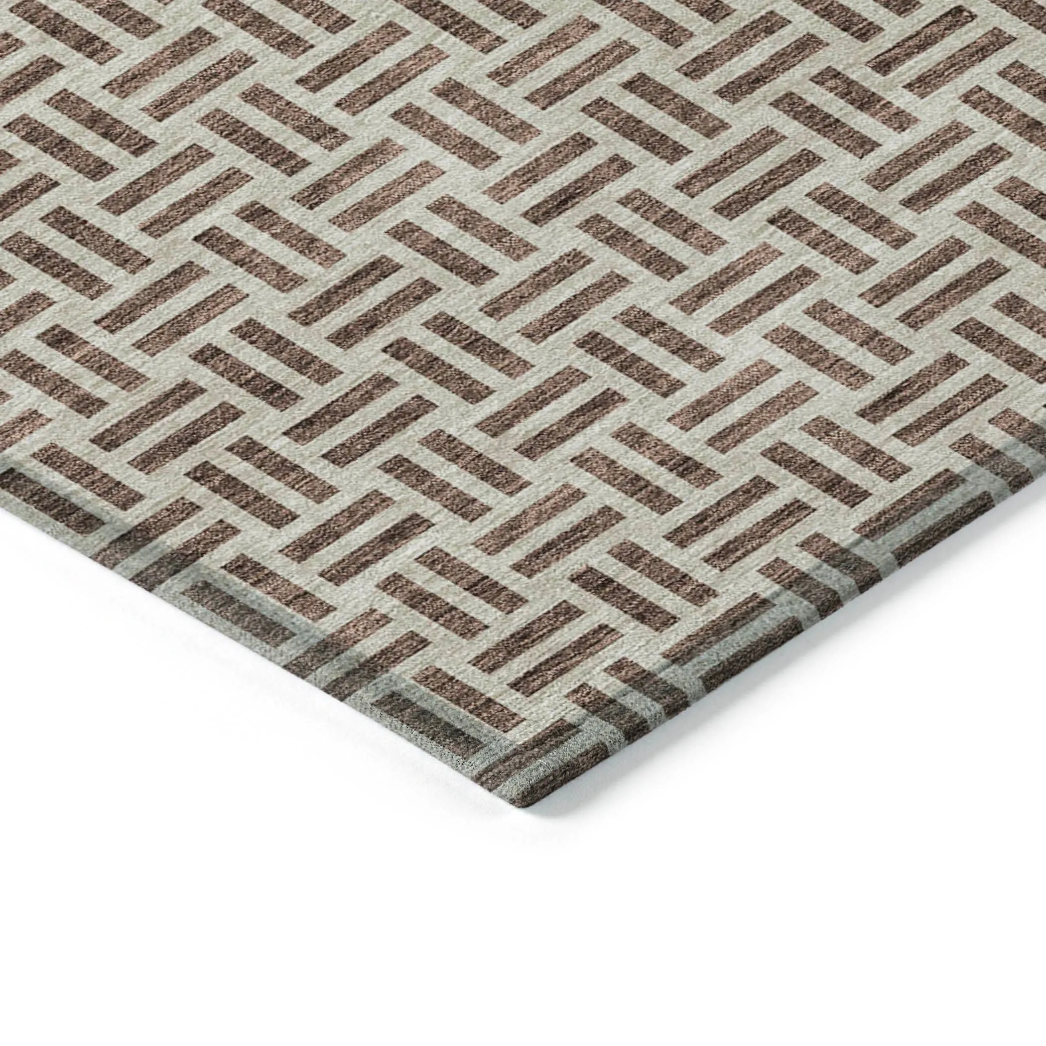 Machine Washable Indoor/ Outdoor Contemporary Basketweave Chantille Rug