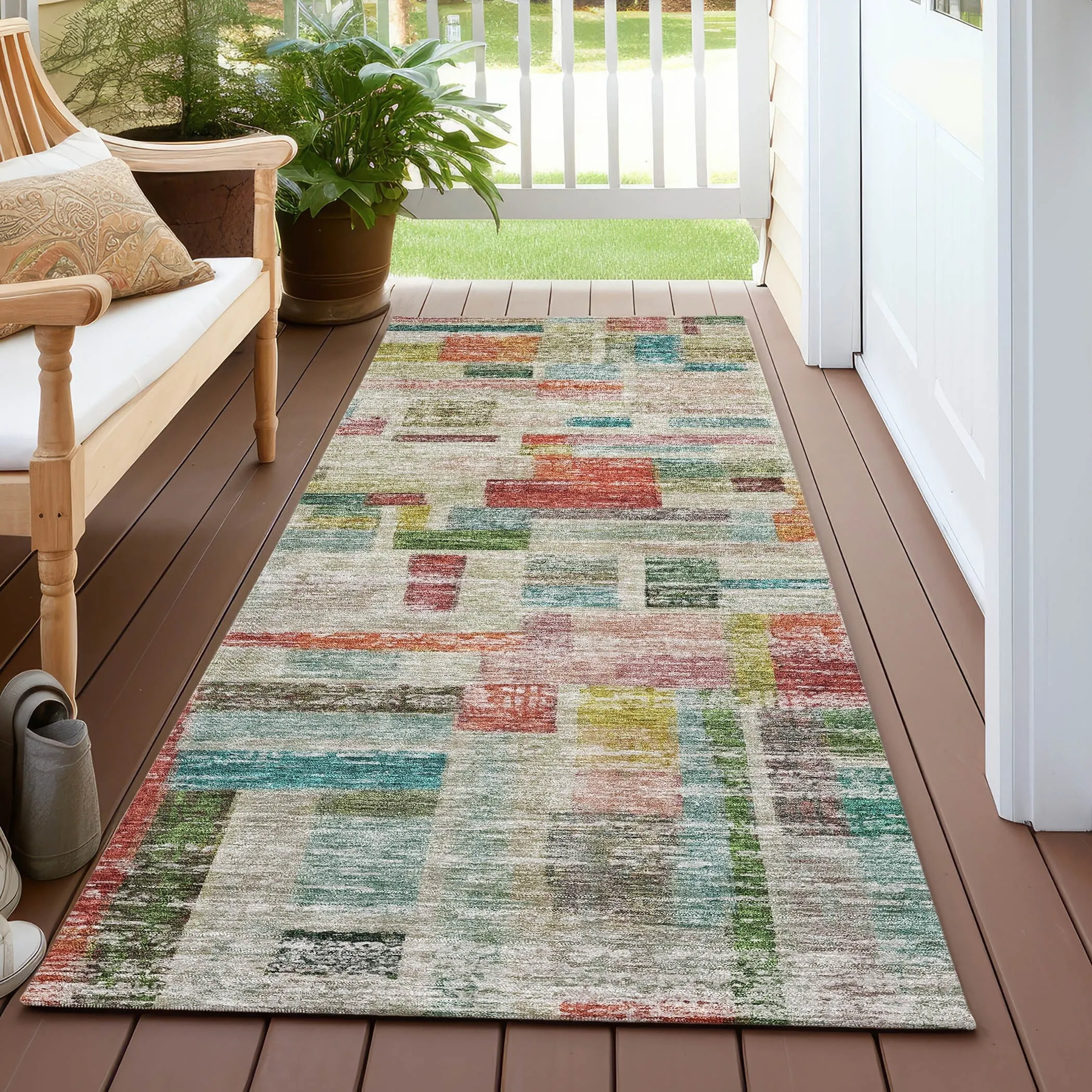 Machine Washable Indoor/ Outdoor Contemporary Chantille Rug