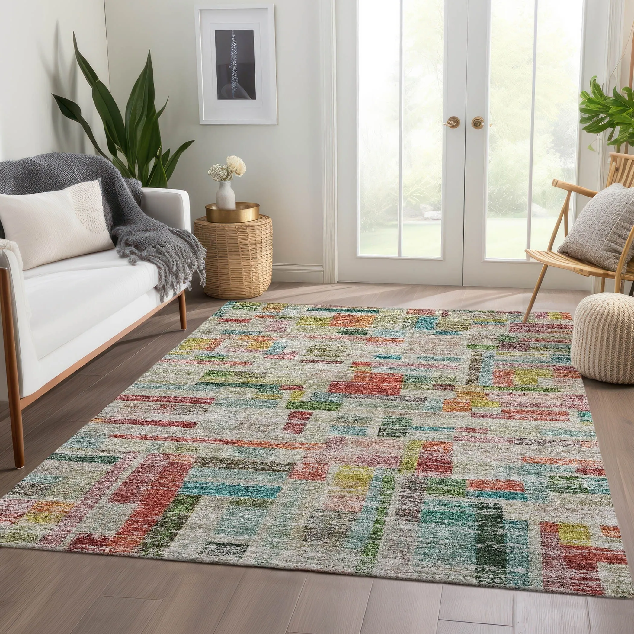 Machine Washable Indoor/ Outdoor Contemporary Chantille Rug