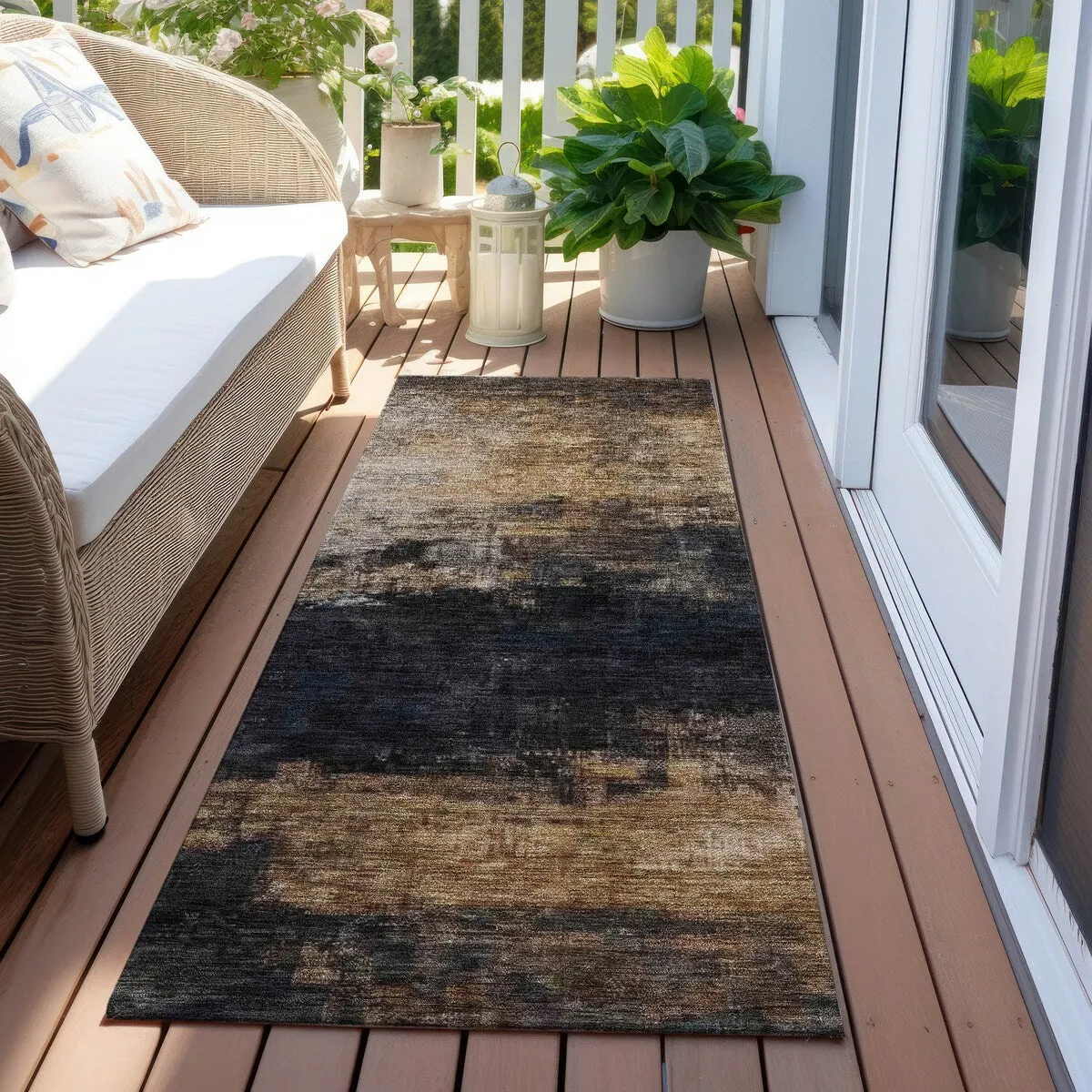Machine Washable Indoor/ Outdoor Contemporary Chantille Rug