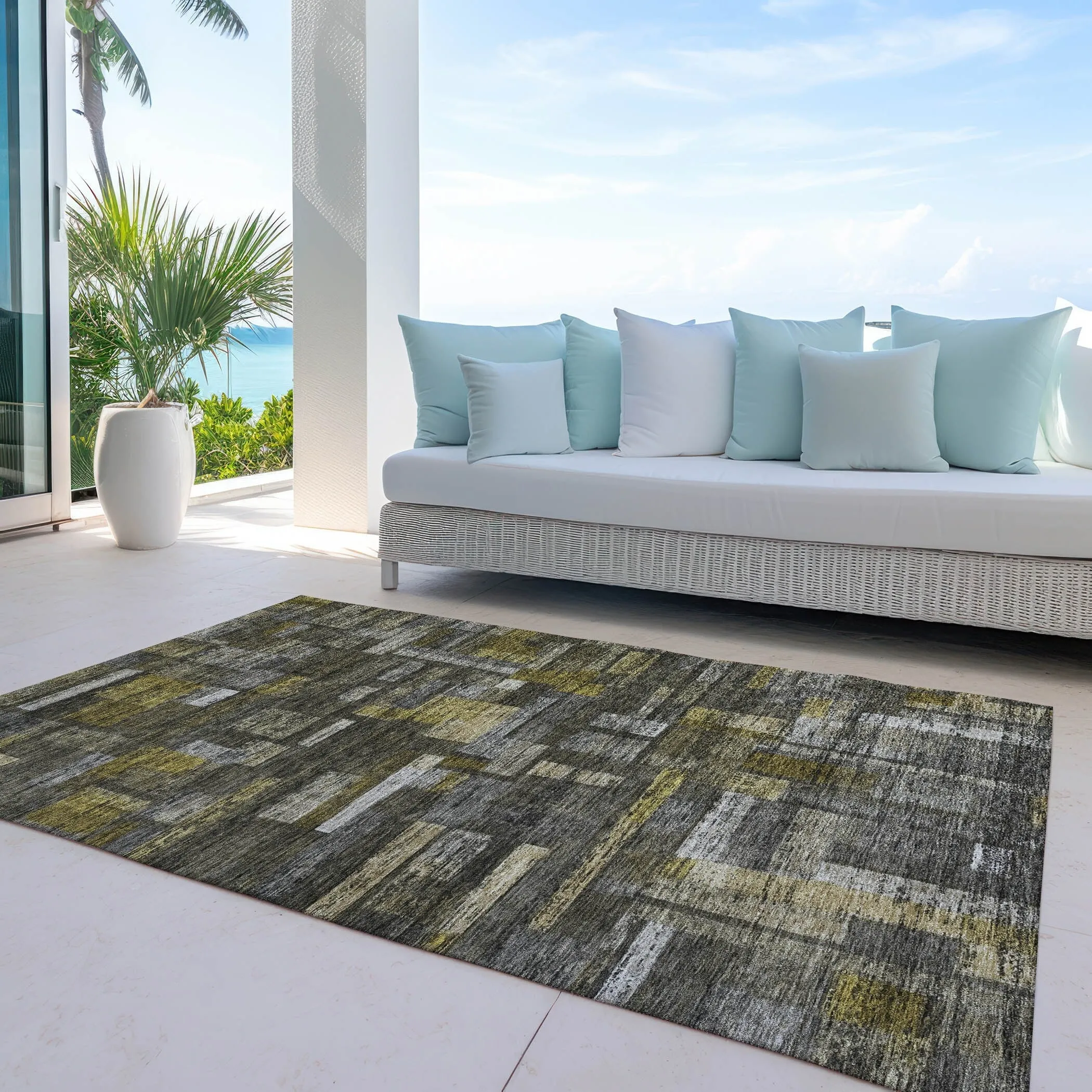 Machine Washable Indoor/ Outdoor Contemporary Chantille Rug