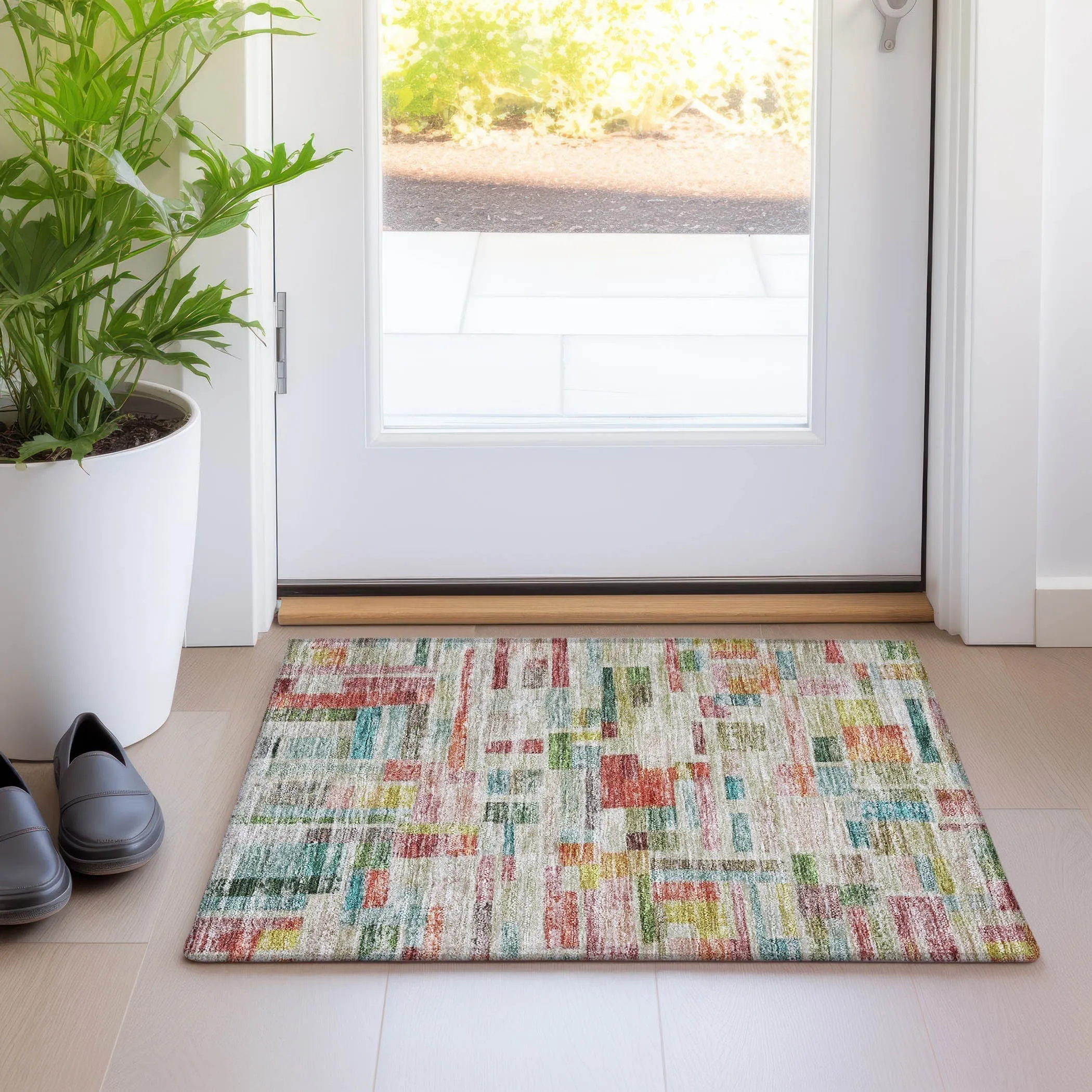 Machine Washable Indoor/ Outdoor Contemporary Chantille Rug
