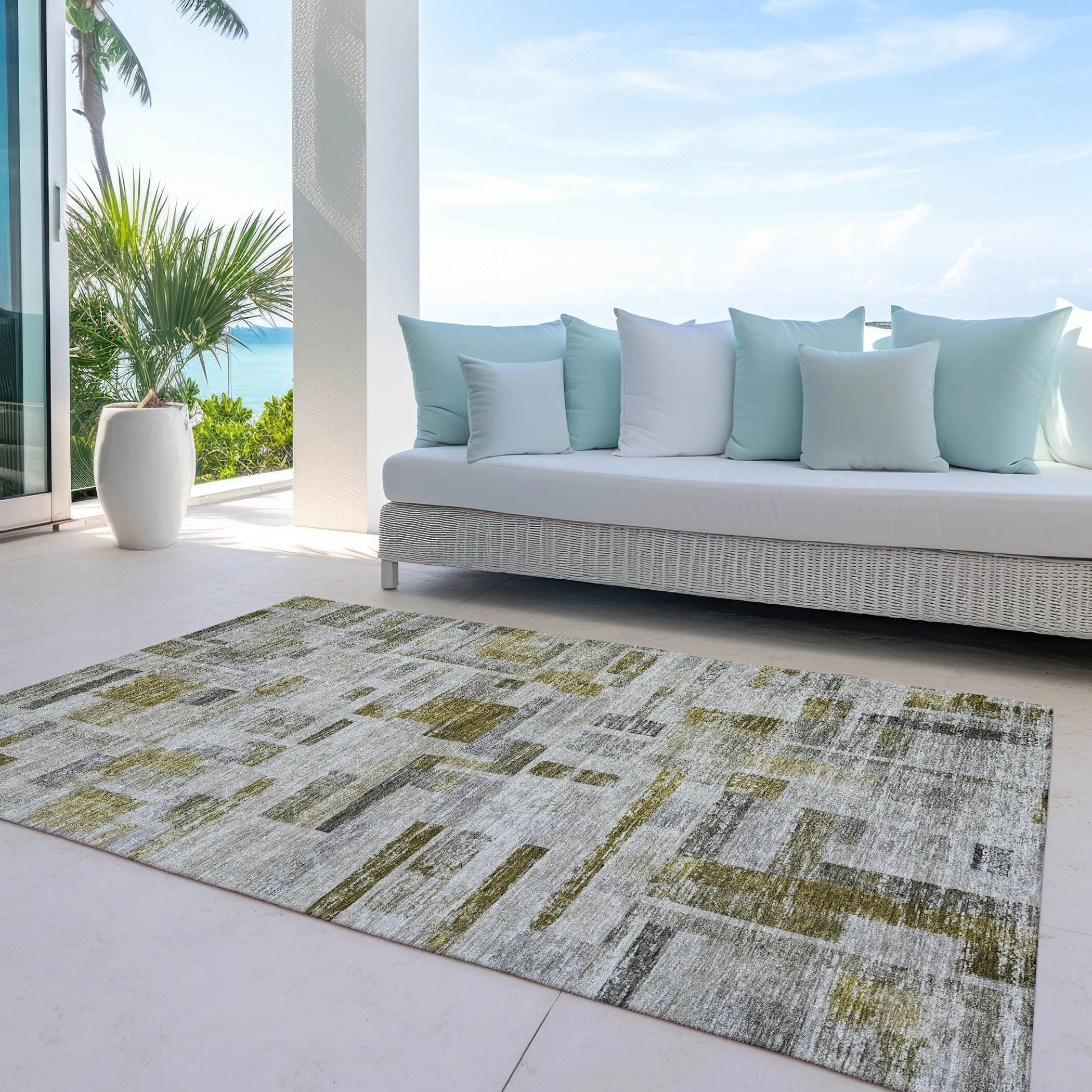 Machine Washable Indoor/ Outdoor Contemporary Chantille Rug