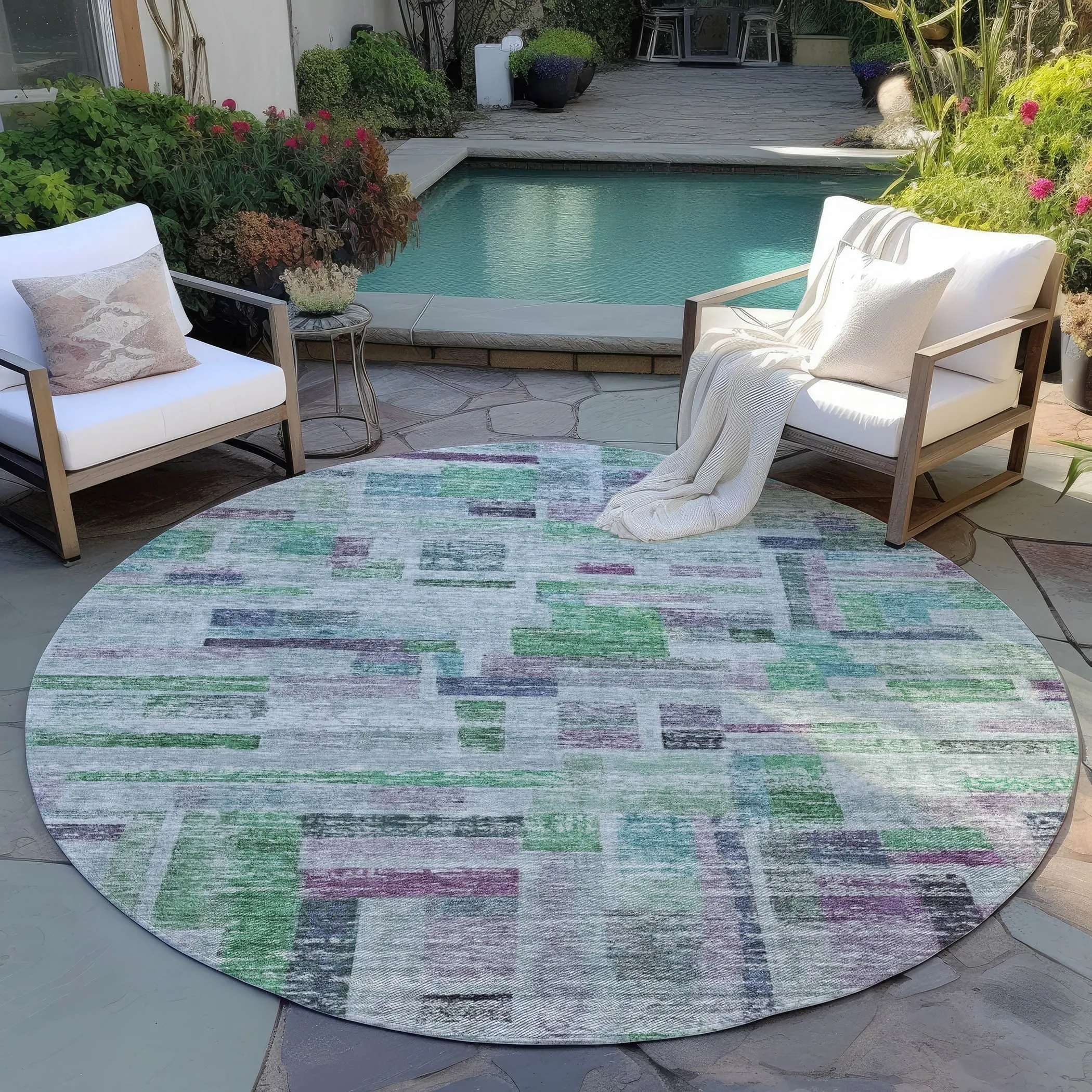 Machine Washable Indoor/ Outdoor Contemporary Chantille Rug