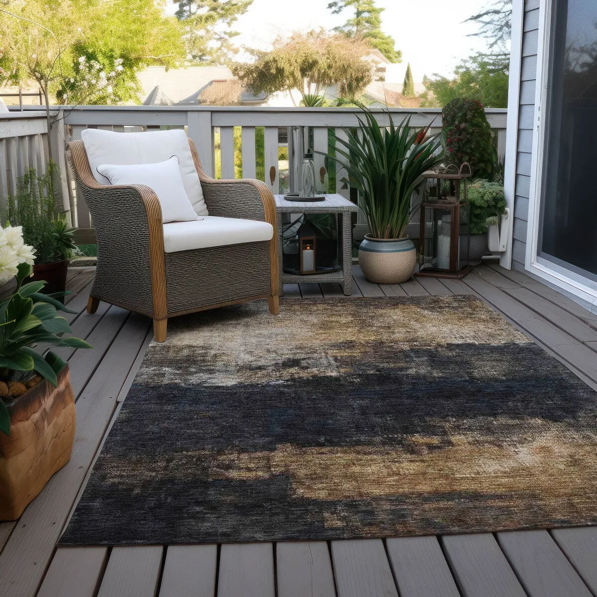 Machine Washable Indoor/ Outdoor Contemporary Chantille Rug