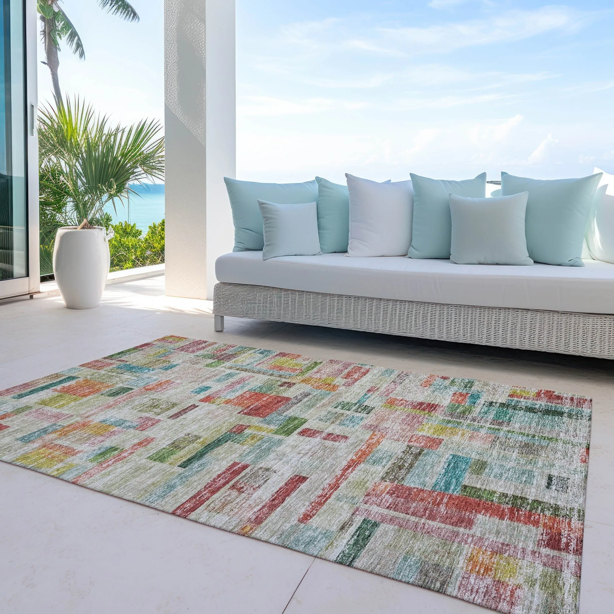 Machine Washable Indoor/ Outdoor Contemporary Chantille Rug